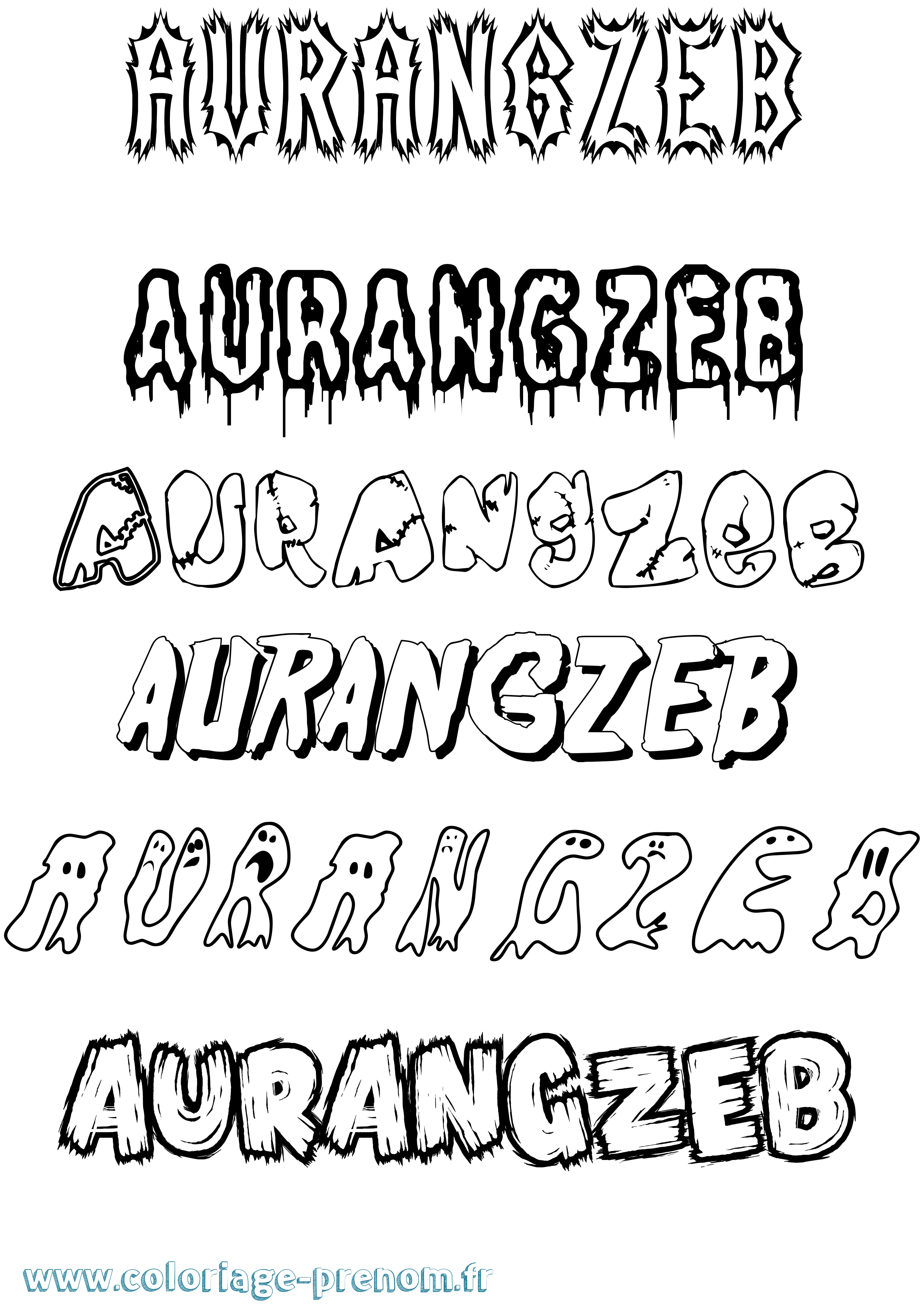 Coloriage Aurangzeb Frisson Coloriage prénom Aurangzeb Frisson