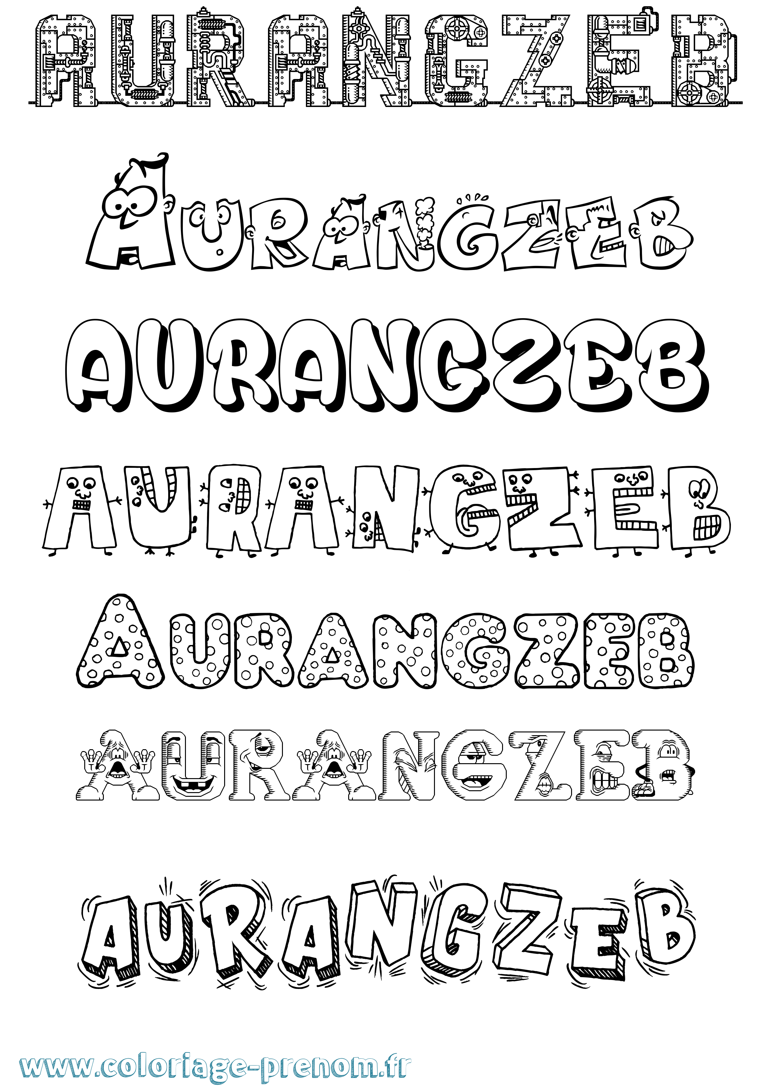 Coloriage Aurangzeb Fun Coloriage prénom Aurangzeb Fun