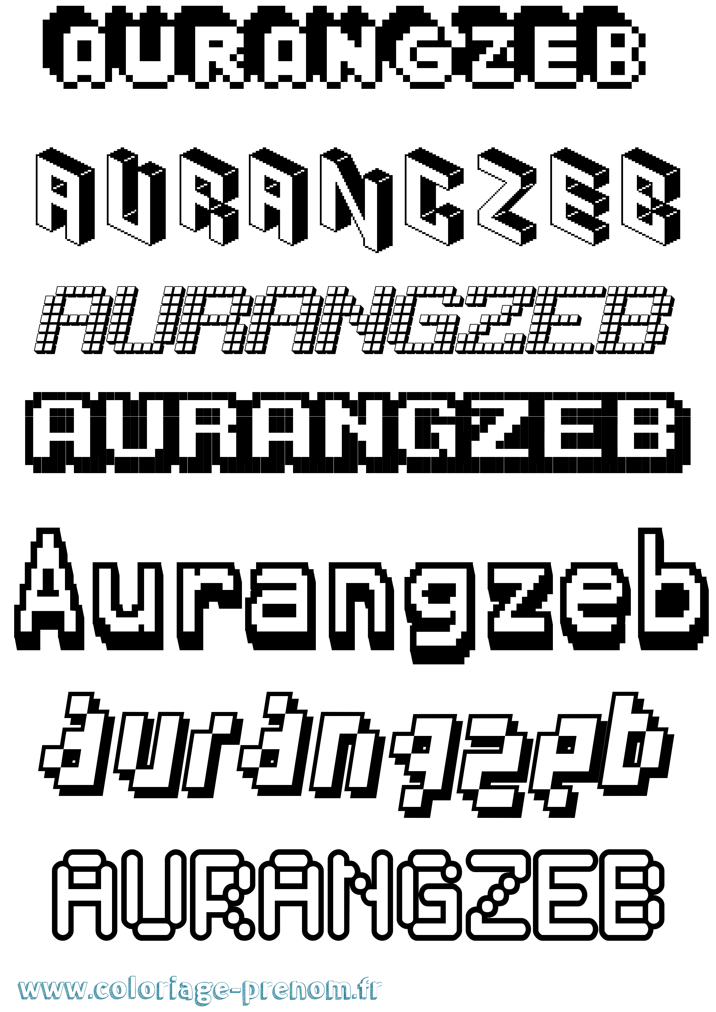 Coloriage Aurangzeb Pixel Coloriage prénom Aurangzeb Pixel