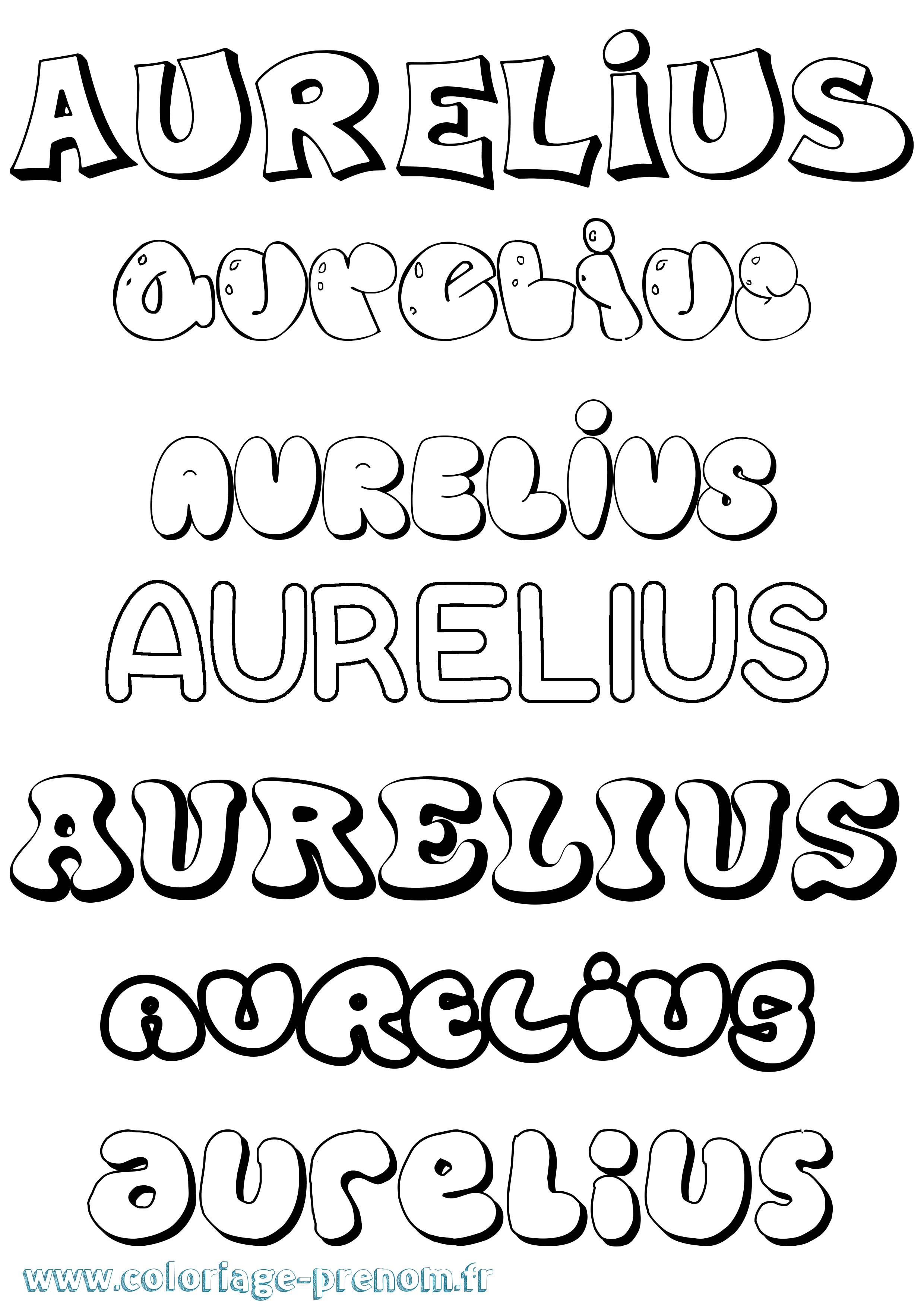 Coloriage Aurelius Bubble Coloriage prénom Aurelius Bubble