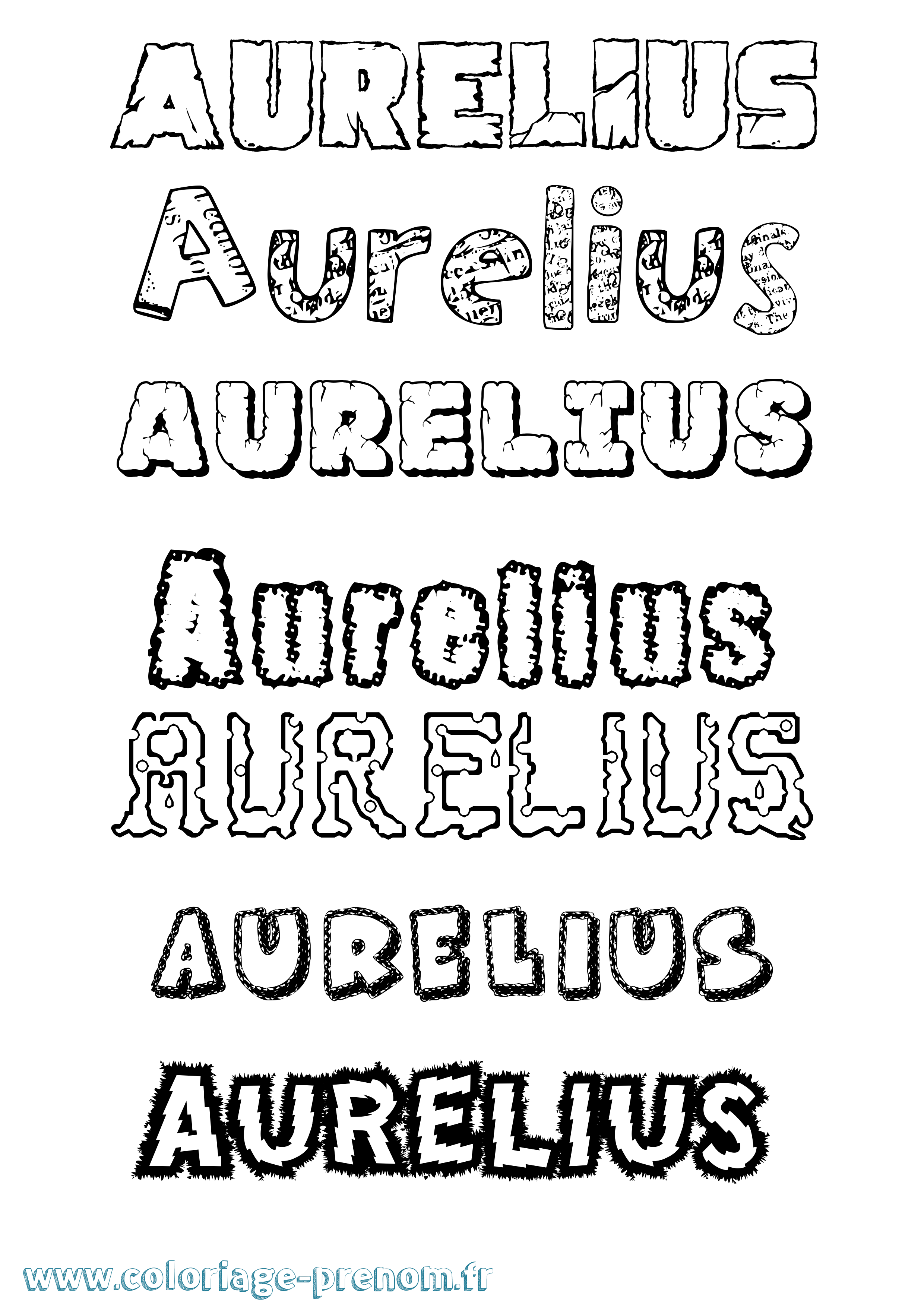 Coloriage Aurelius Destructuré Coloriage prénom Aurelius Destructuré