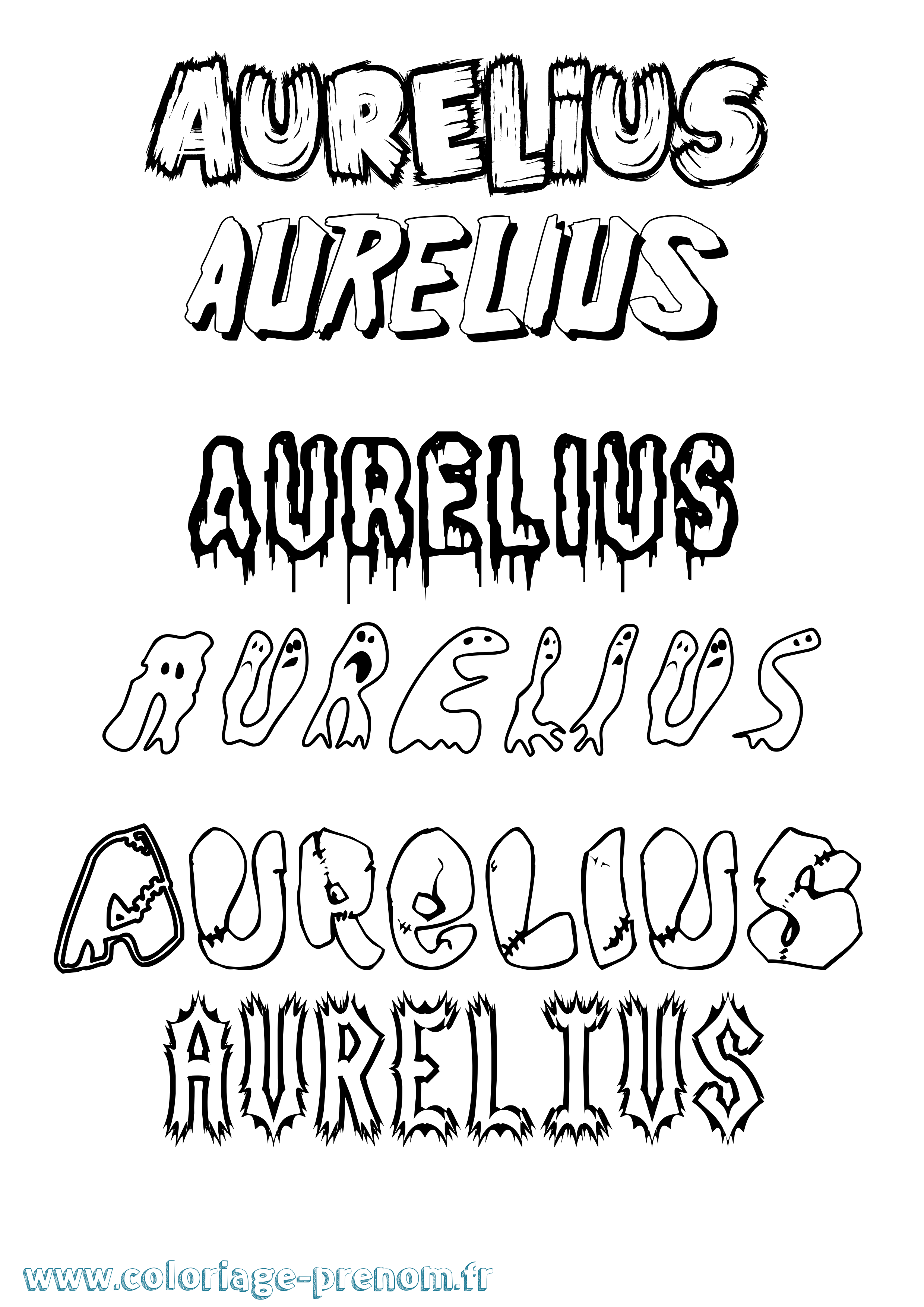 Coloriage Aurelius Frisson Coloriage prénom Aurelius Frisson
