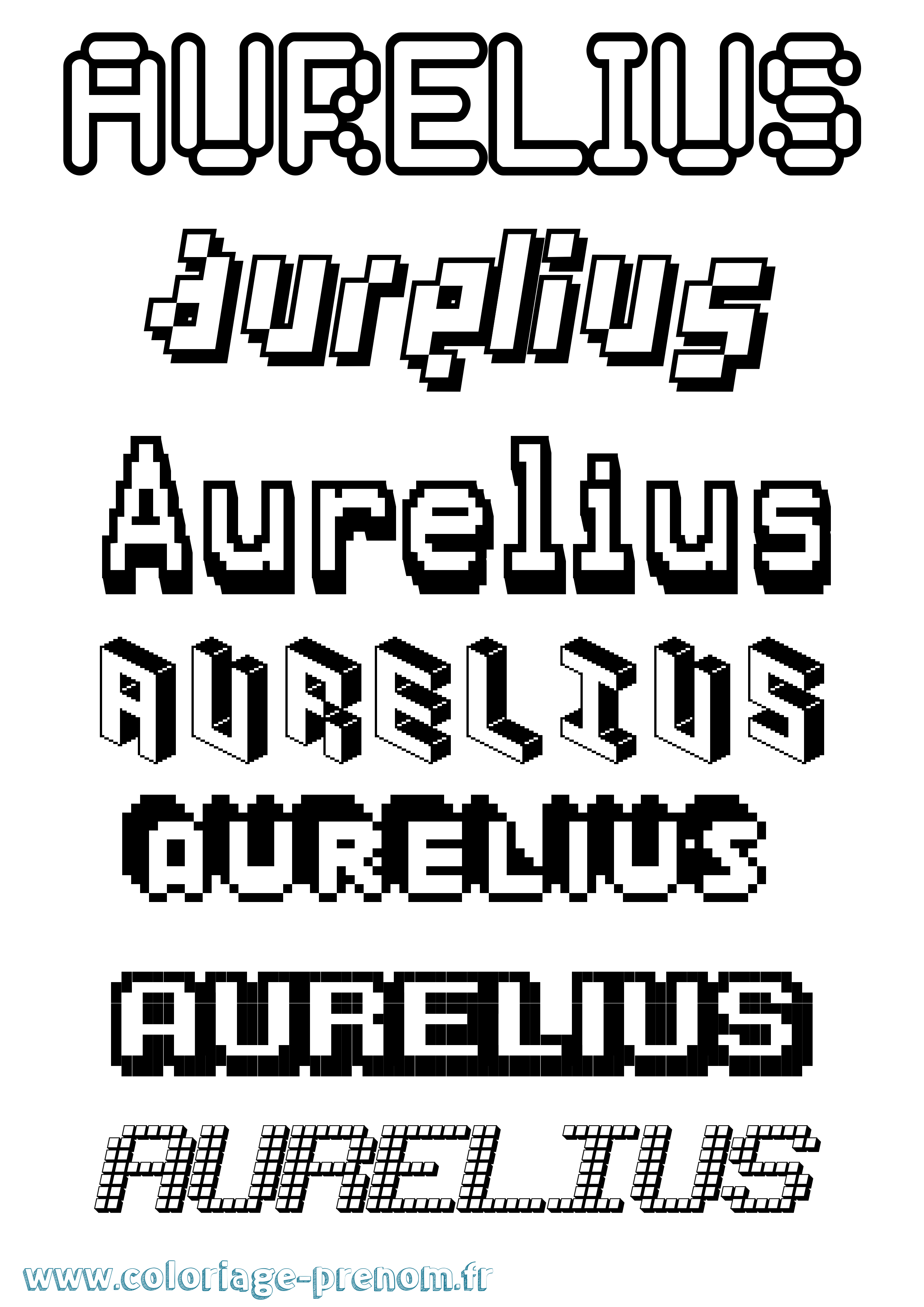 Coloriage Aurelius Pixel Coloriage prénom Aurelius Pixel