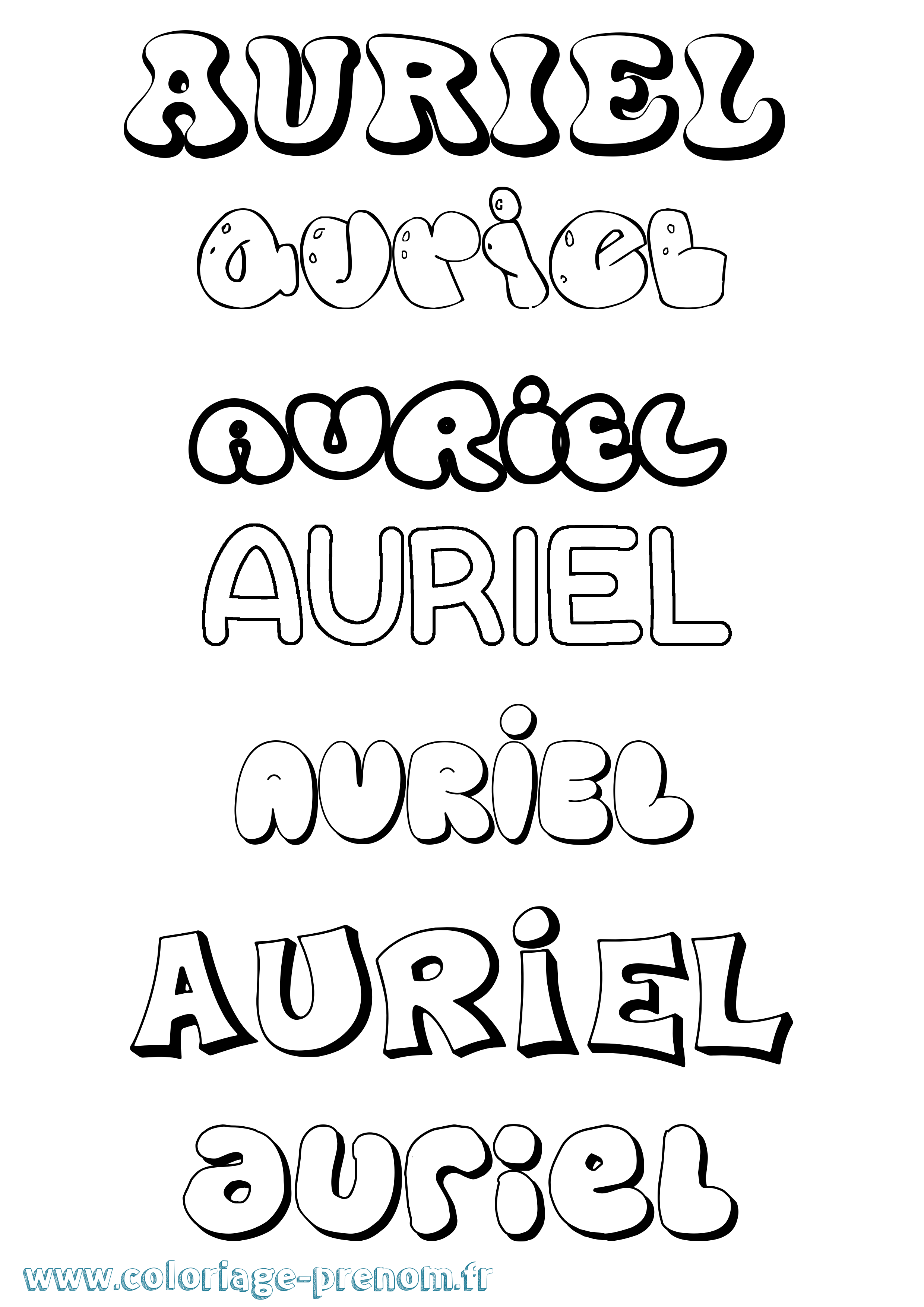 Coloriage Auriel Bubble Coloriage prénom Auriel Bubble