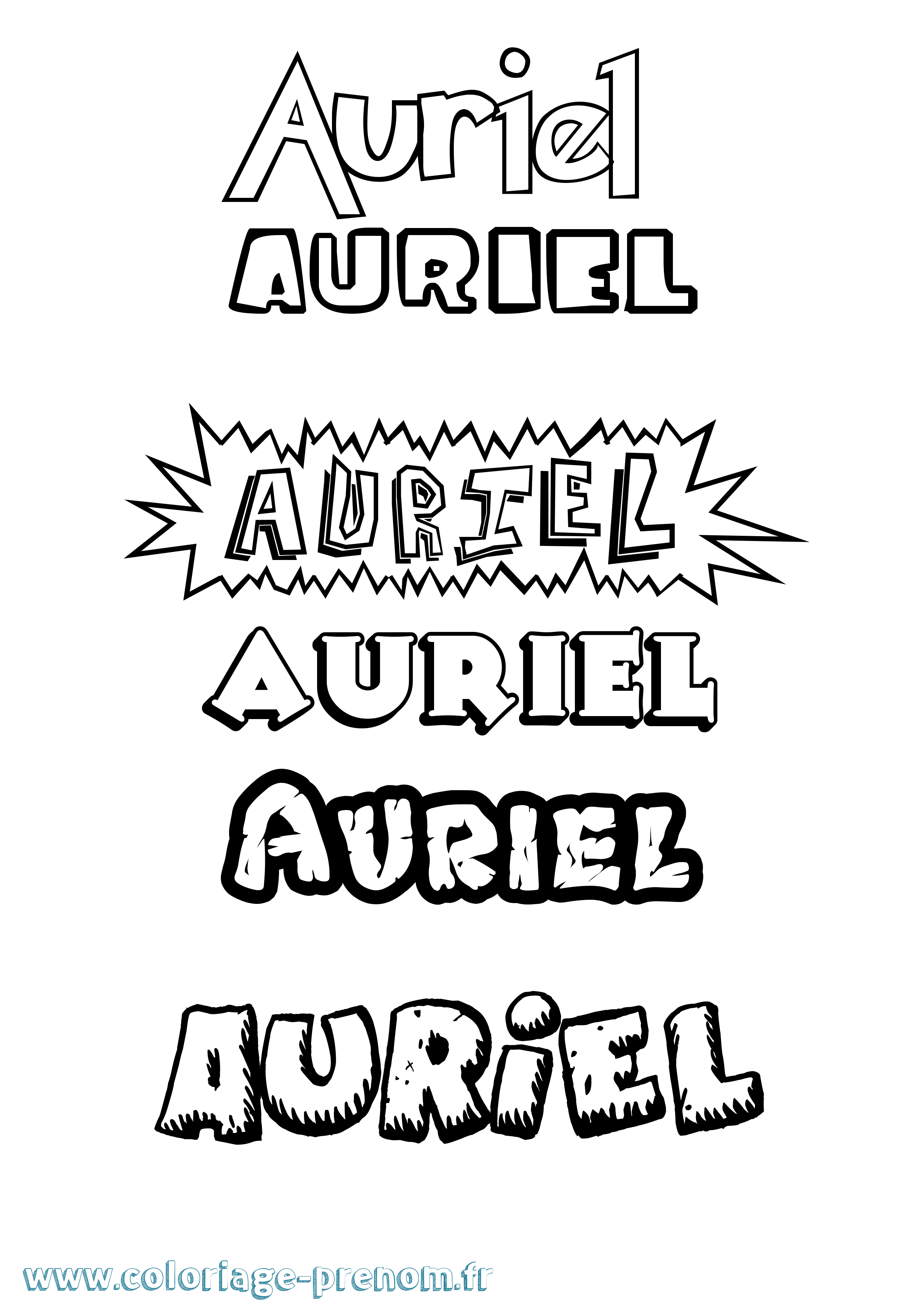 Coloriage Auriel Dessin Animé Coloriage prénom Auriel Dessin Animé