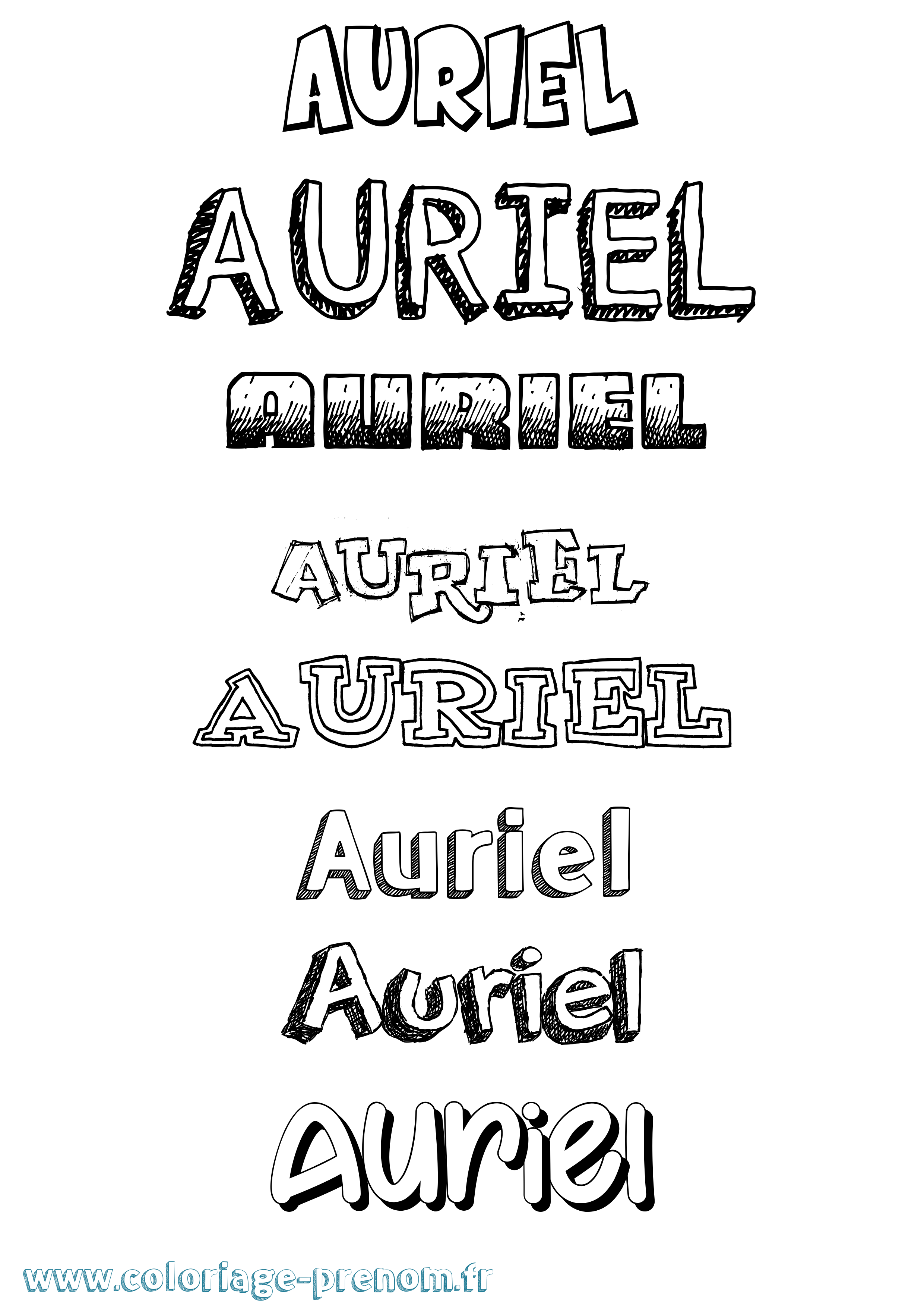 Coloriage Auriel Dessiné Coloriage prénom Auriel Dessiné