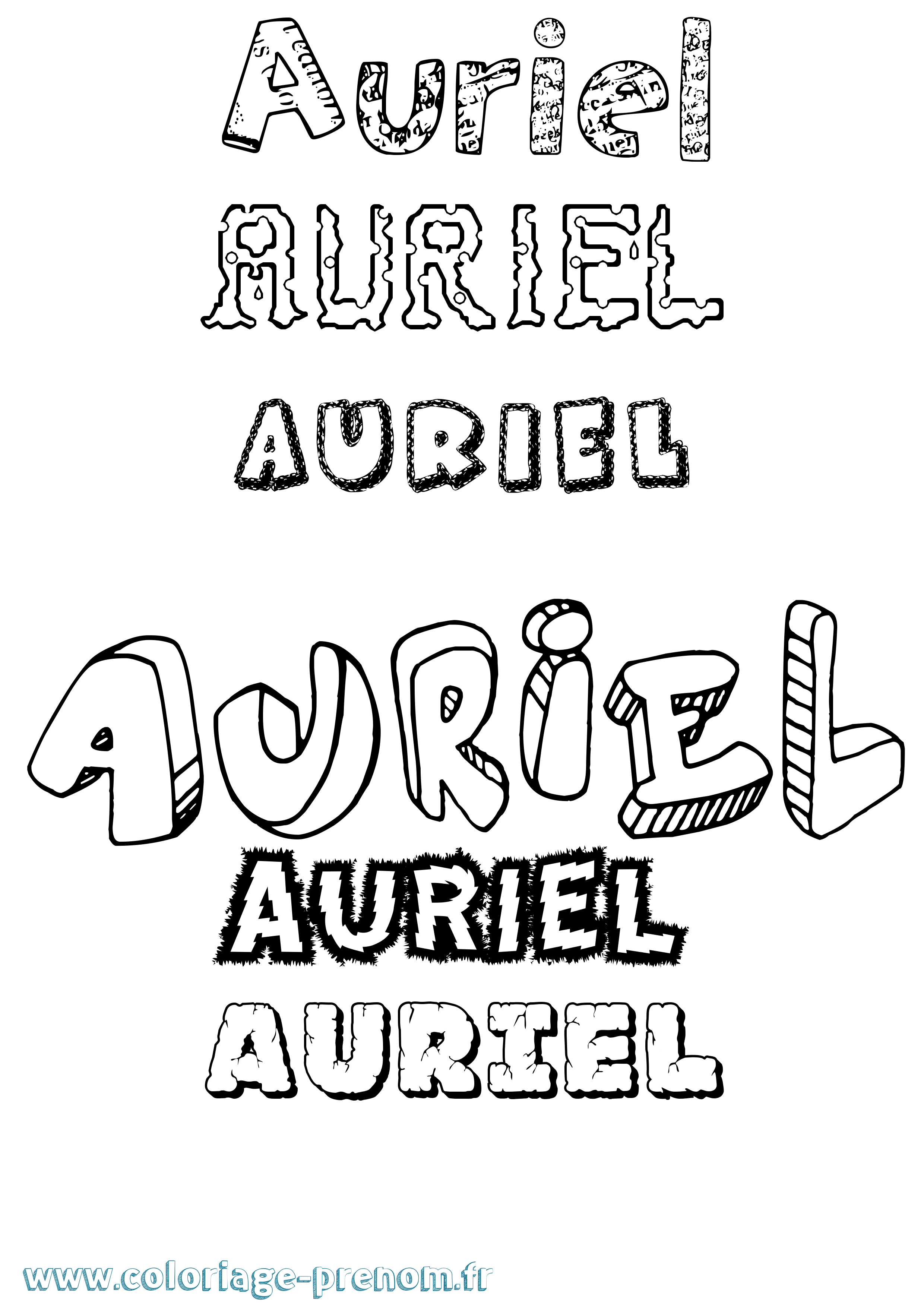 Coloriage Auriel Destructuré Coloriage prénom Auriel Destructuré