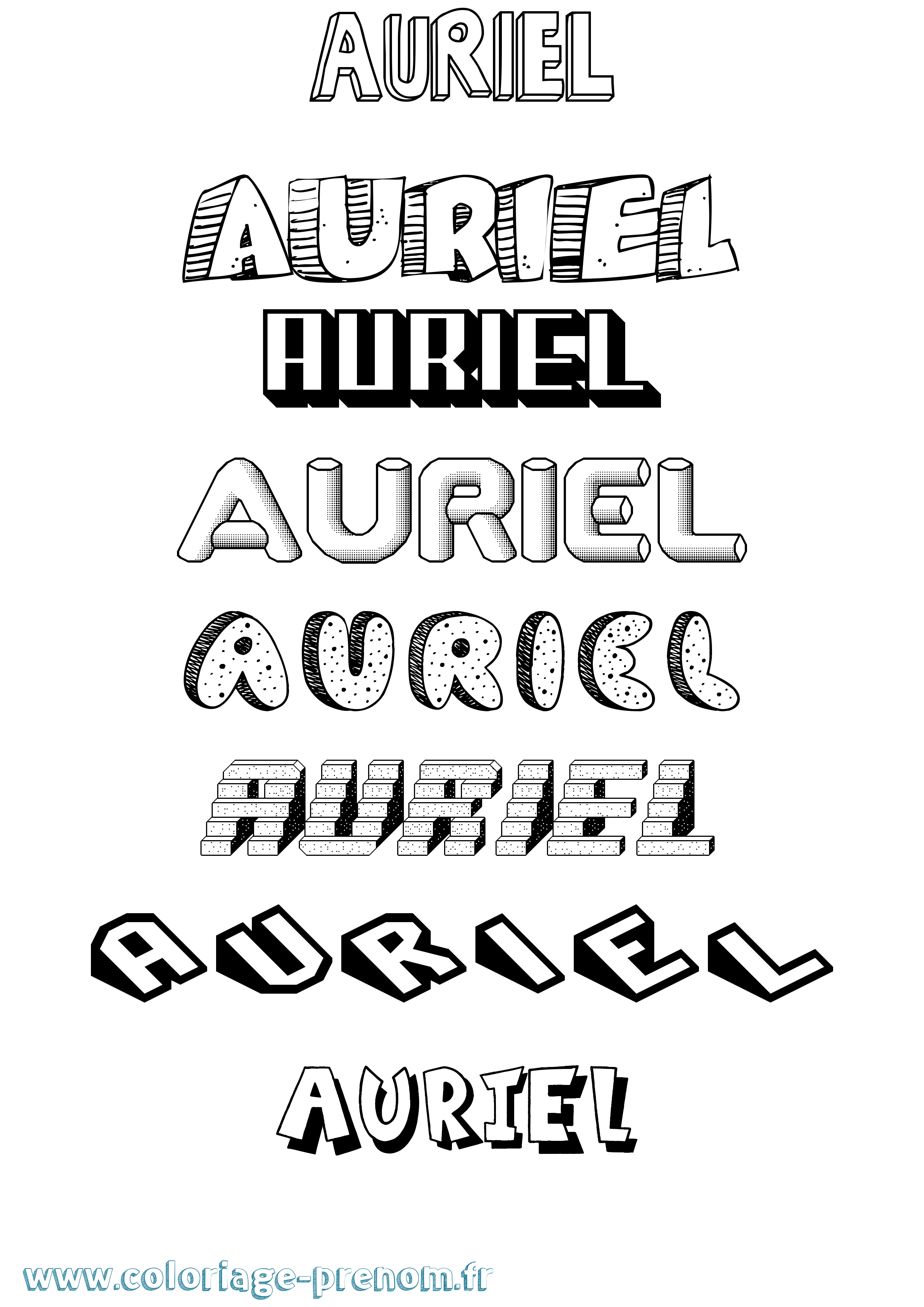 Coloriage Auriel Effet 3D Coloriage prénom Auriel Effet 3D