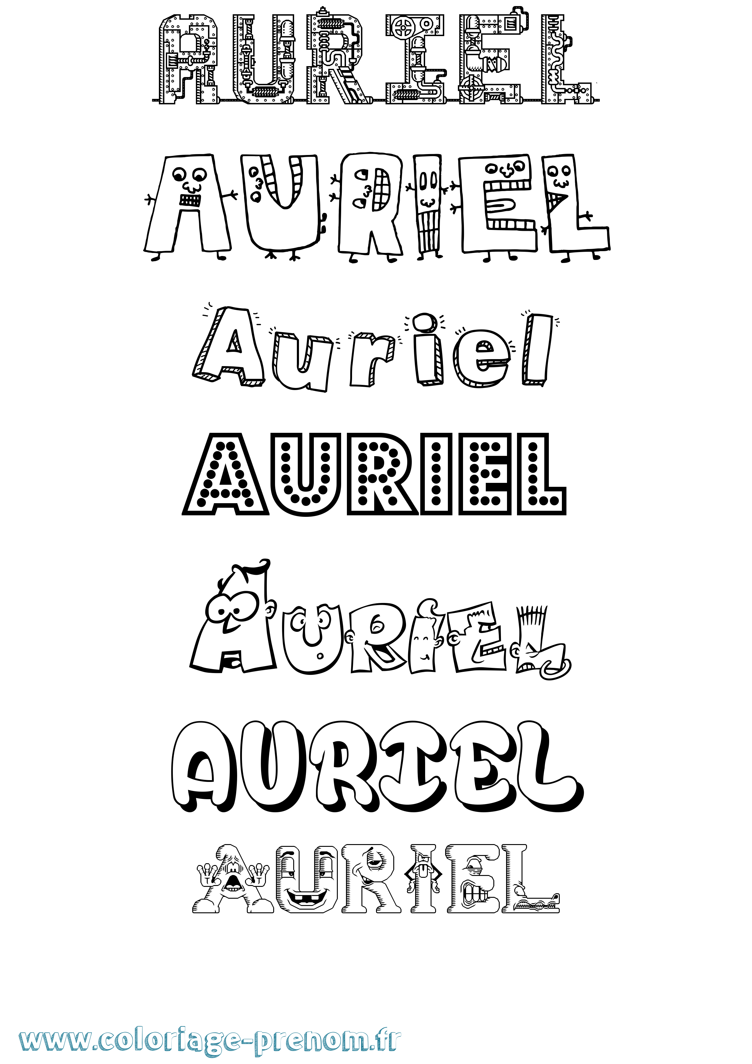 Coloriage Auriel Fun Coloriage prénom Auriel Fun