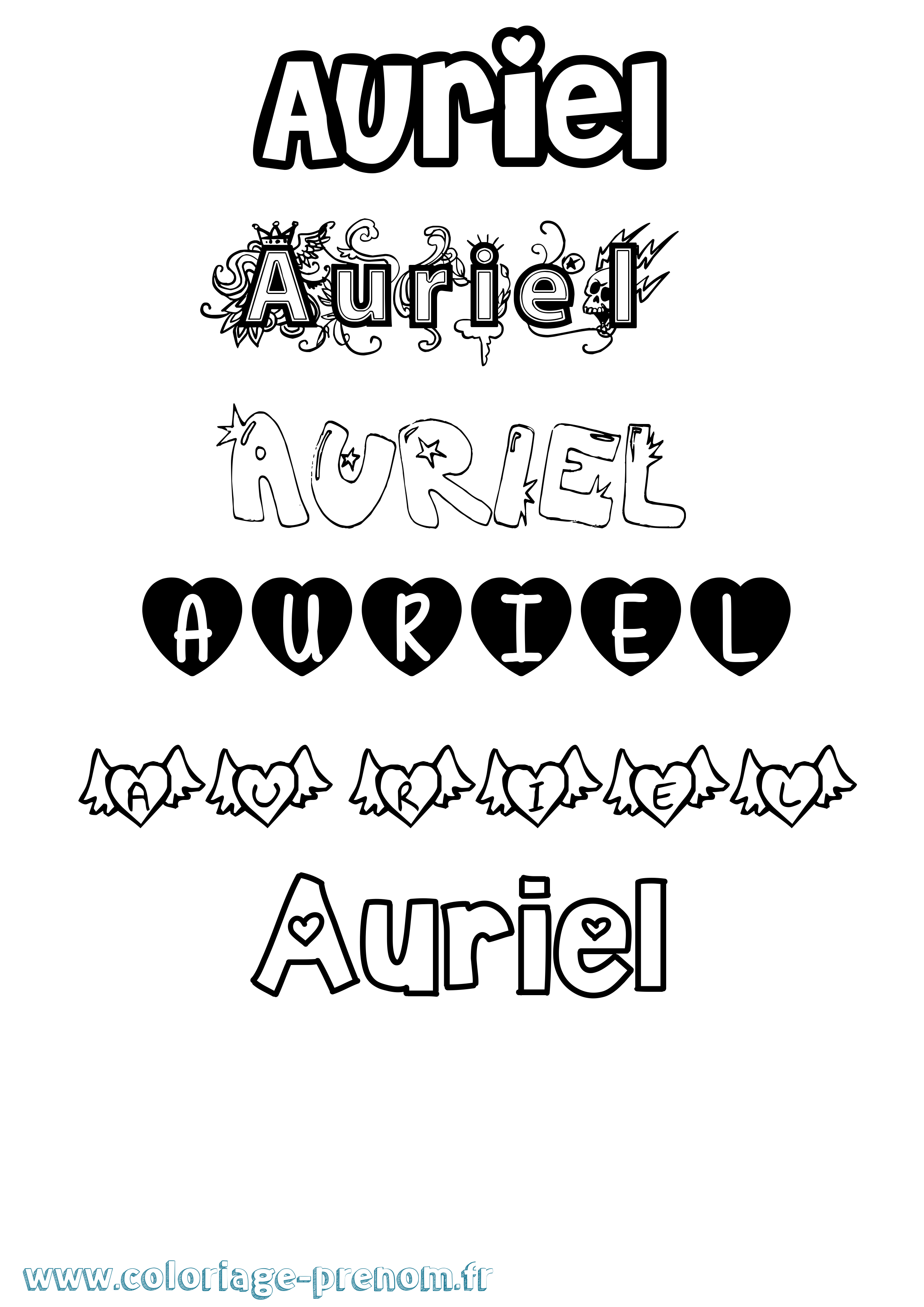 Coloriage Auriel Girly Coloriage prénom Auriel Girly