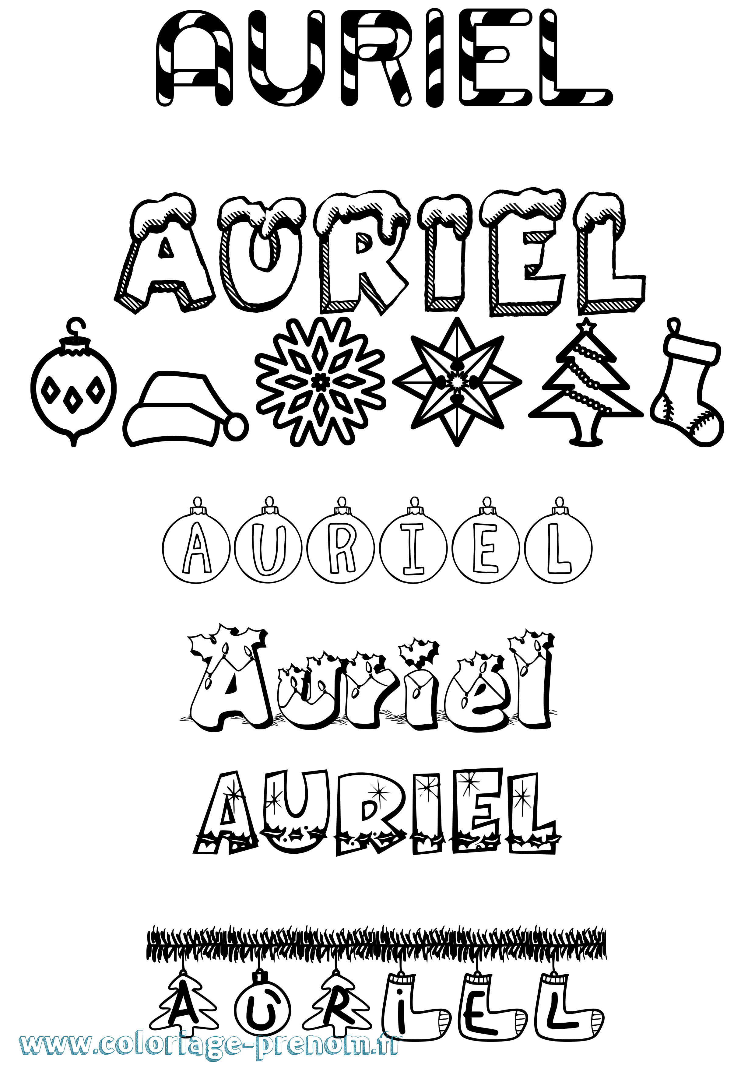 Coloriage Auriel Noël Coloriage prénom Auriel Noël