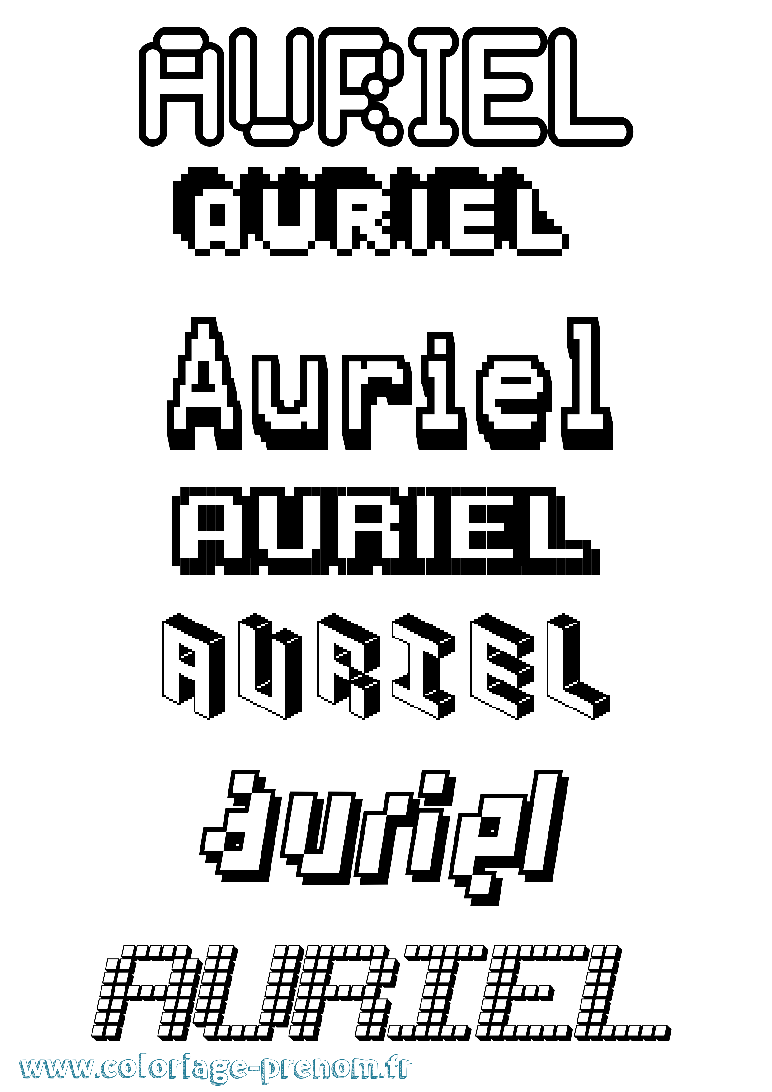 Coloriage Auriel Pixel Coloriage prénom Auriel Pixel