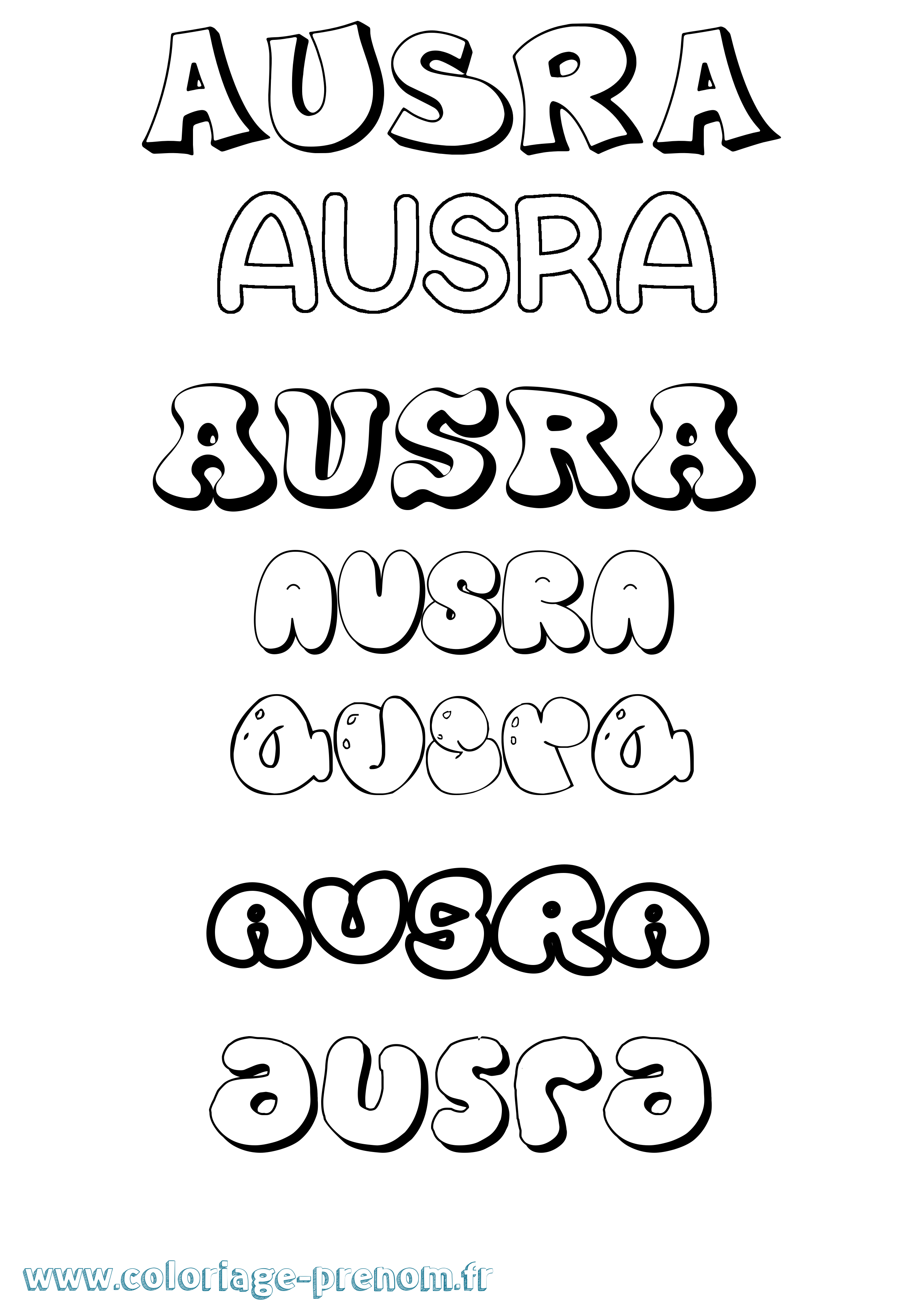 Coloriage Ausra Bubble Coloriage prénom Ausra Bubble