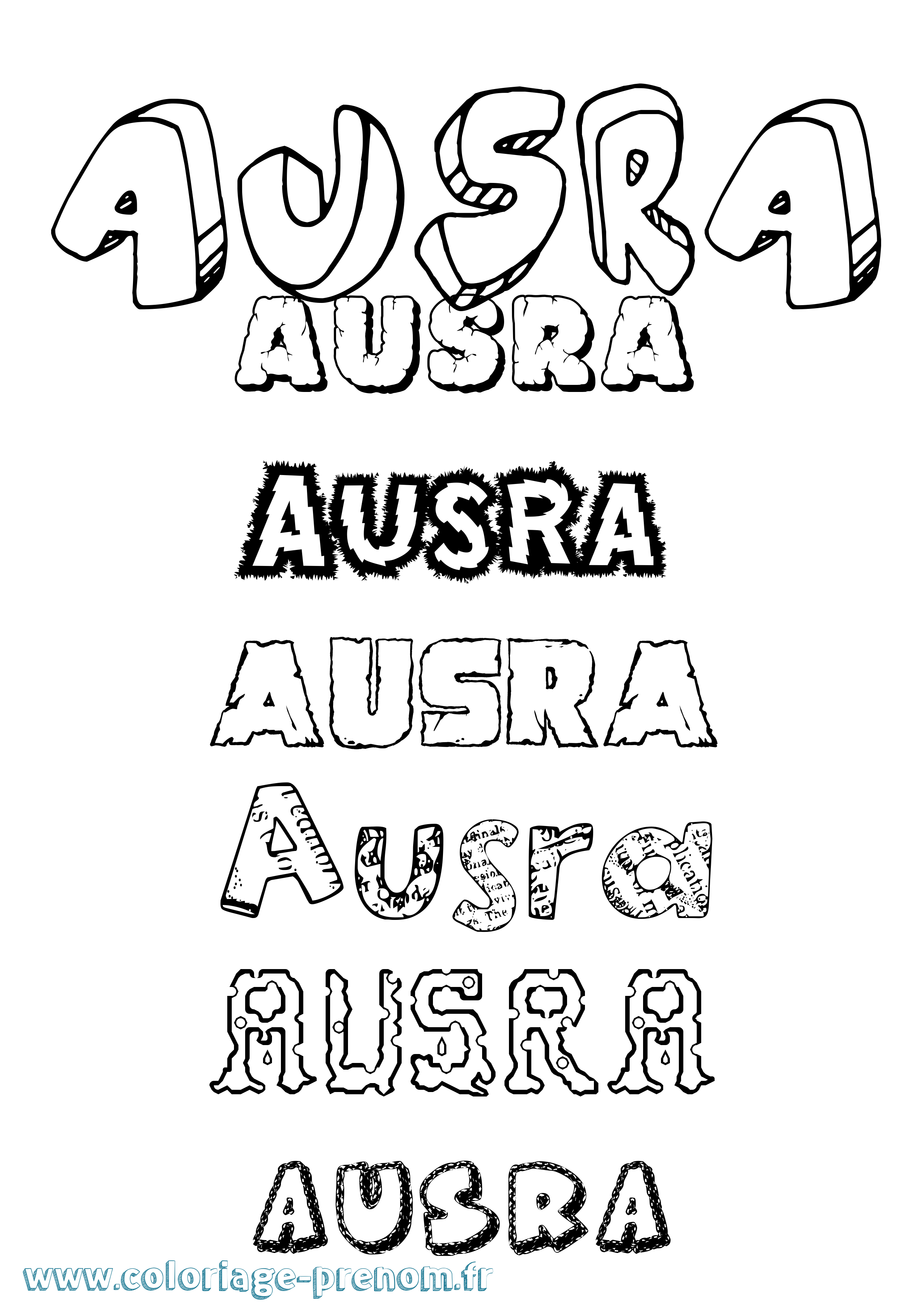 Coloriage Ausra Destructuré Coloriage prénom Ausra Destructuré