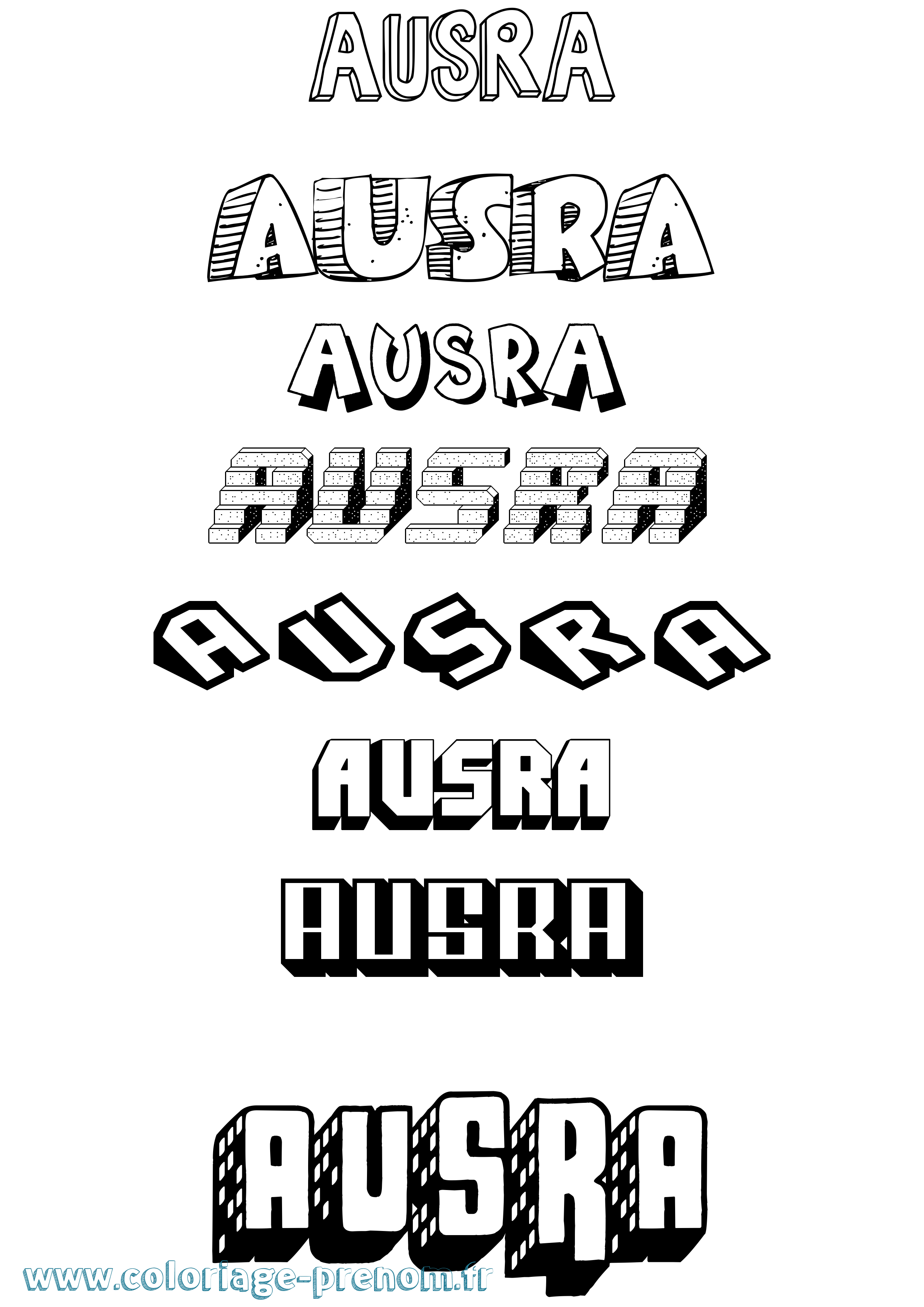 Coloriage Ausra Effet 3D Coloriage prénom Ausra Effet 3D