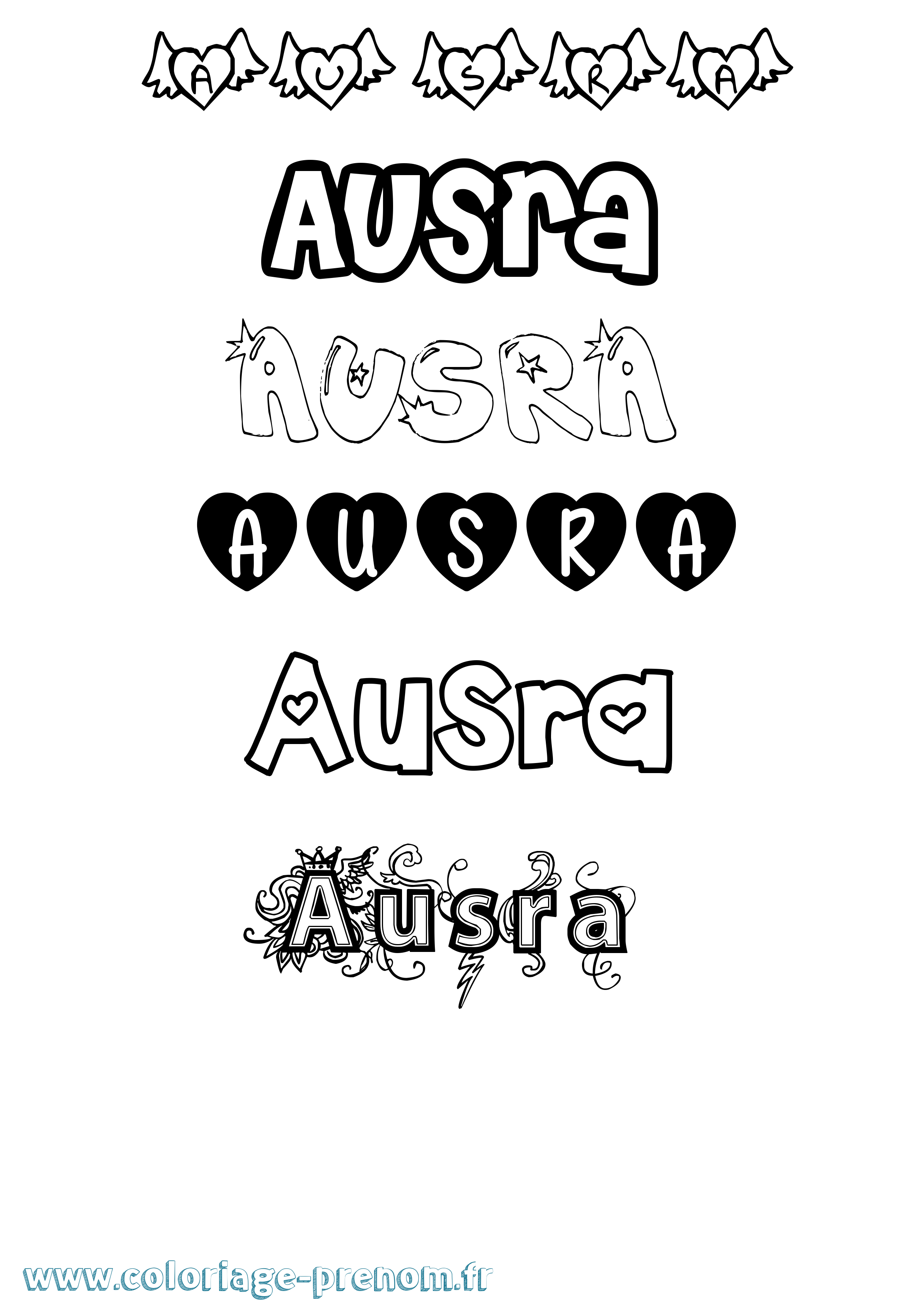 Coloriage Ausra Girly Coloriage prénom Ausra Girly