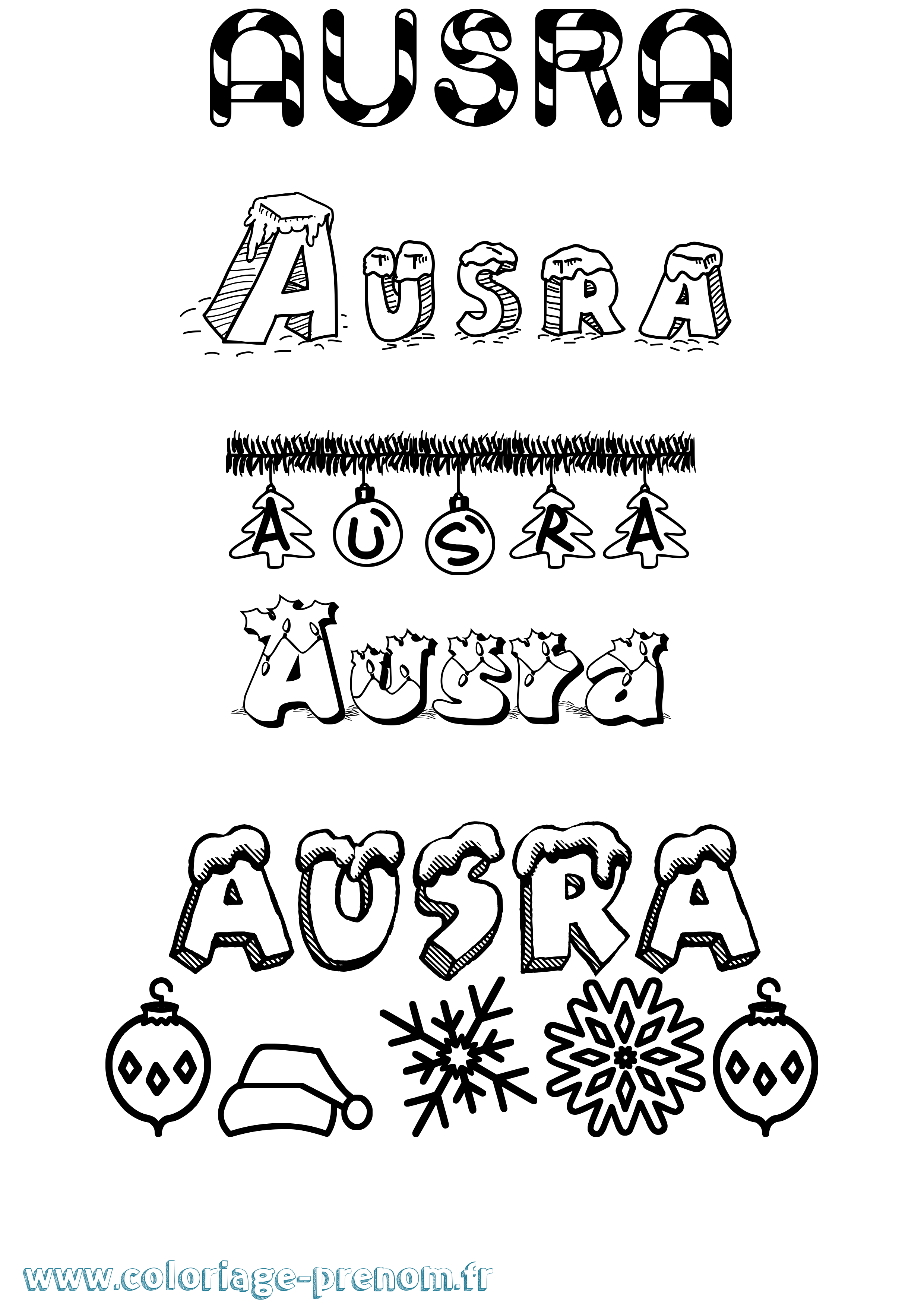 Coloriage Ausra Noël Coloriage prénom Ausra Noël
