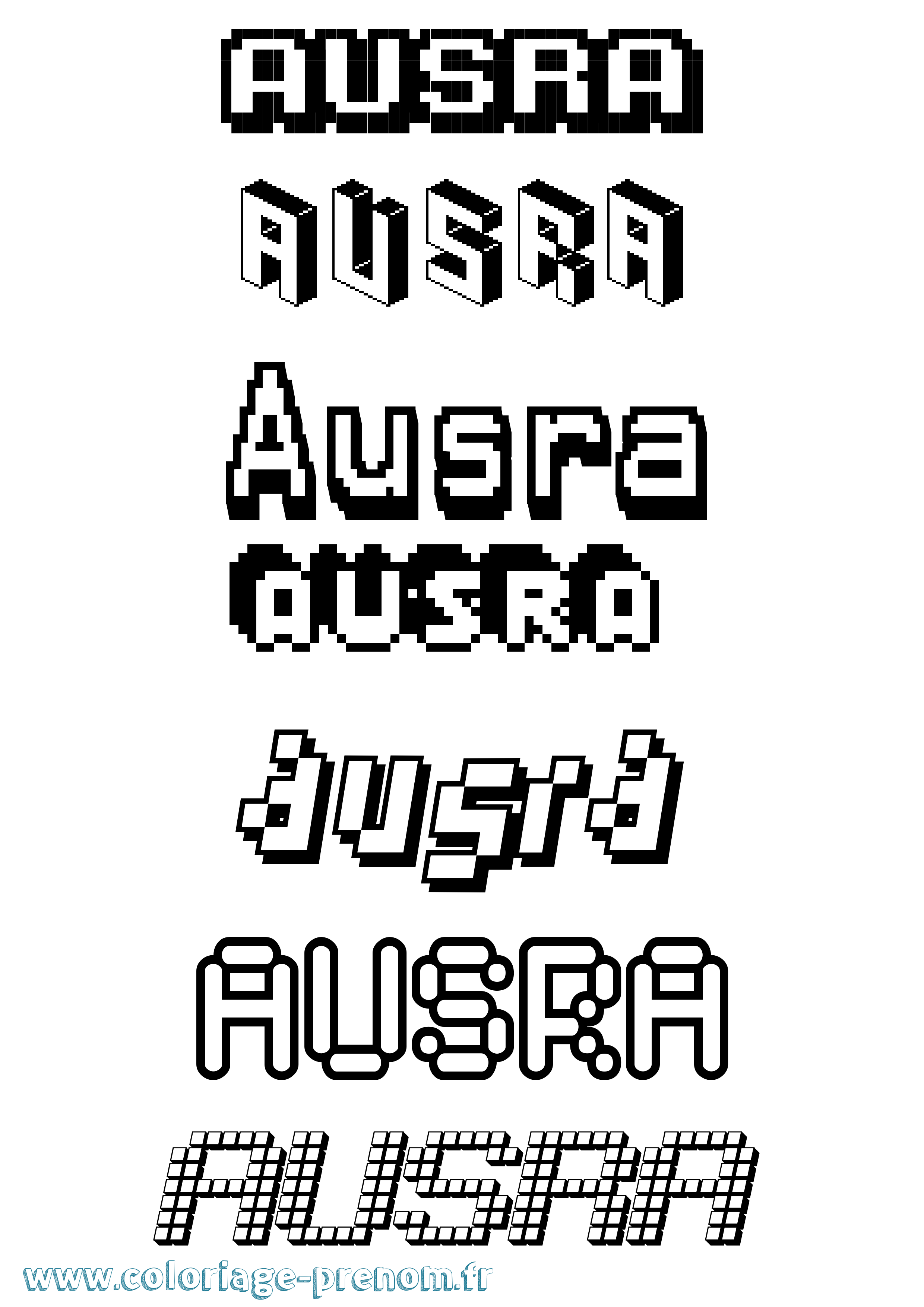 Coloriage Ausra Pixel Coloriage prénom Ausra Pixel