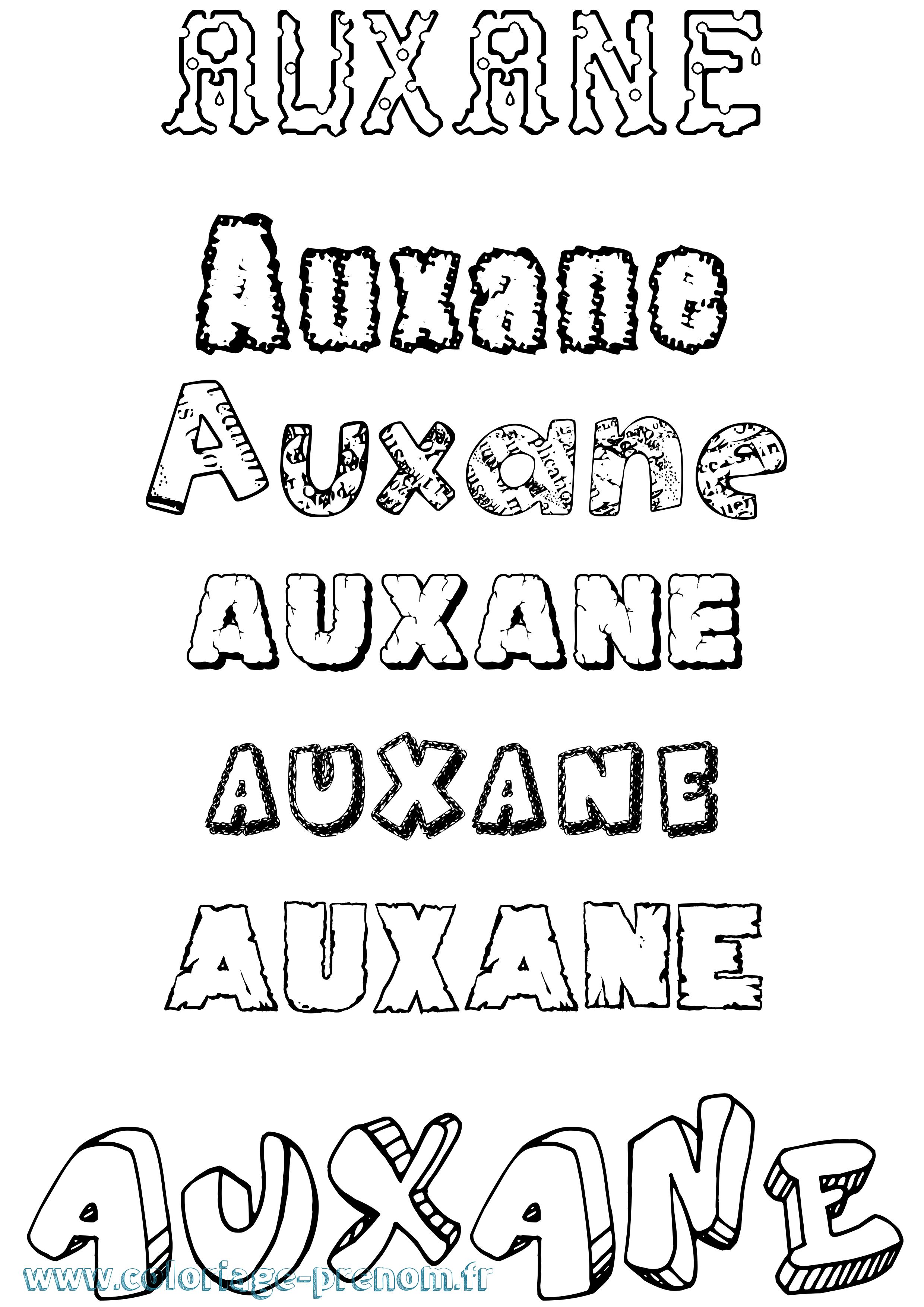 Coloriage Auxane Destructuré Coloriage prénom Auxane Destructuré