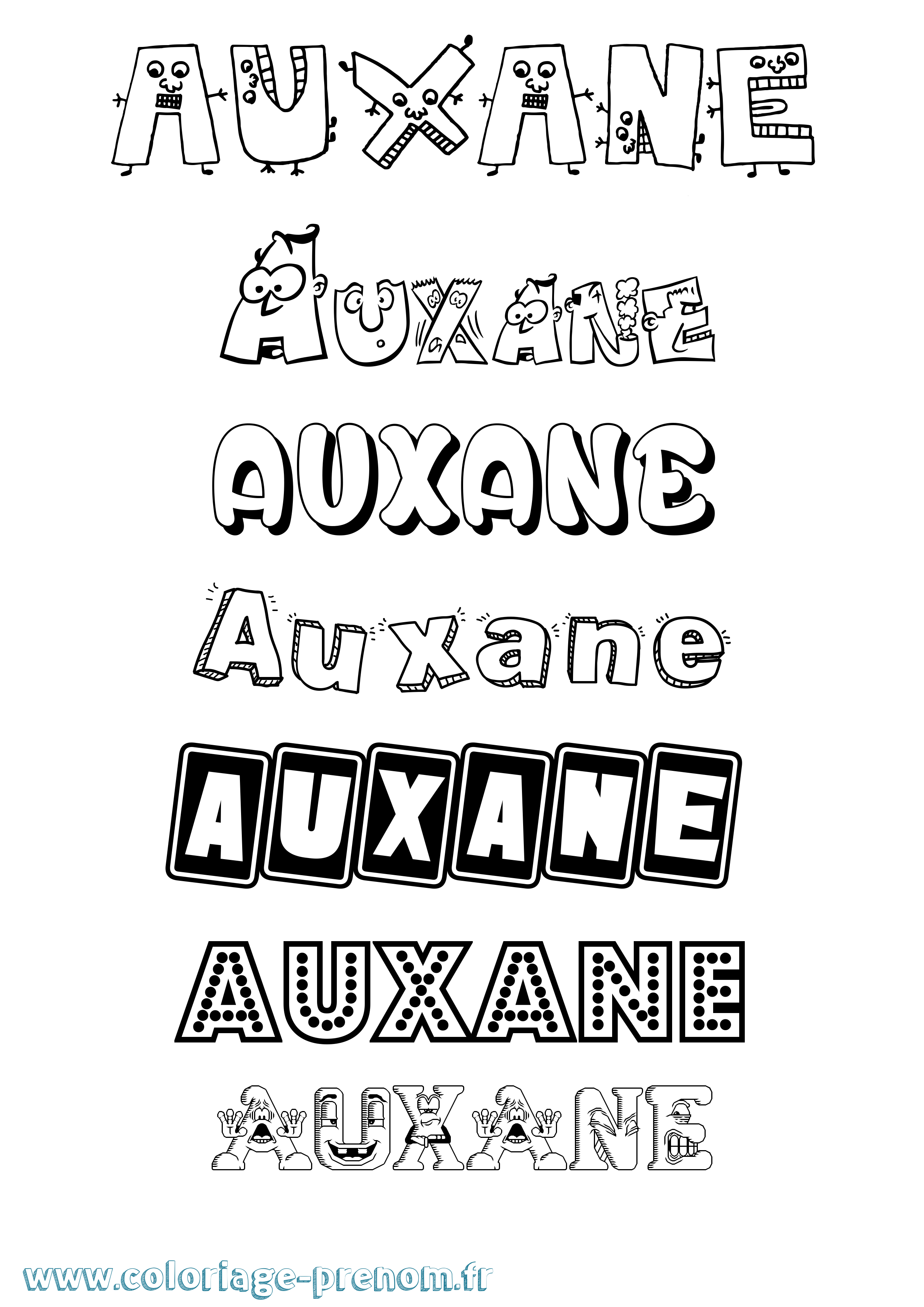 Coloriage Auxane Fun Coloriage prénom Auxane Fun