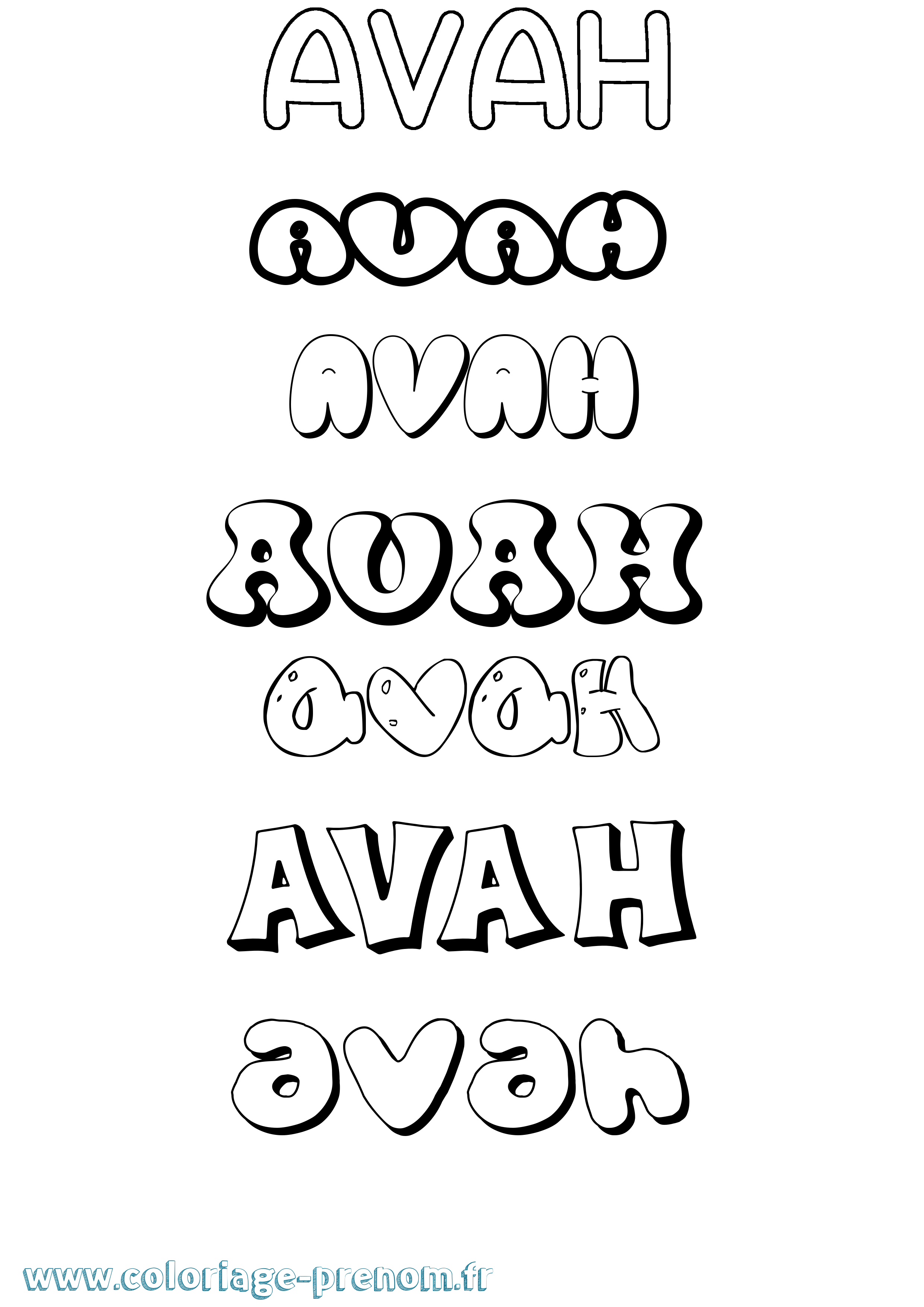 Coloriage Avah Bubble Coloriage prénom Avah Bubble