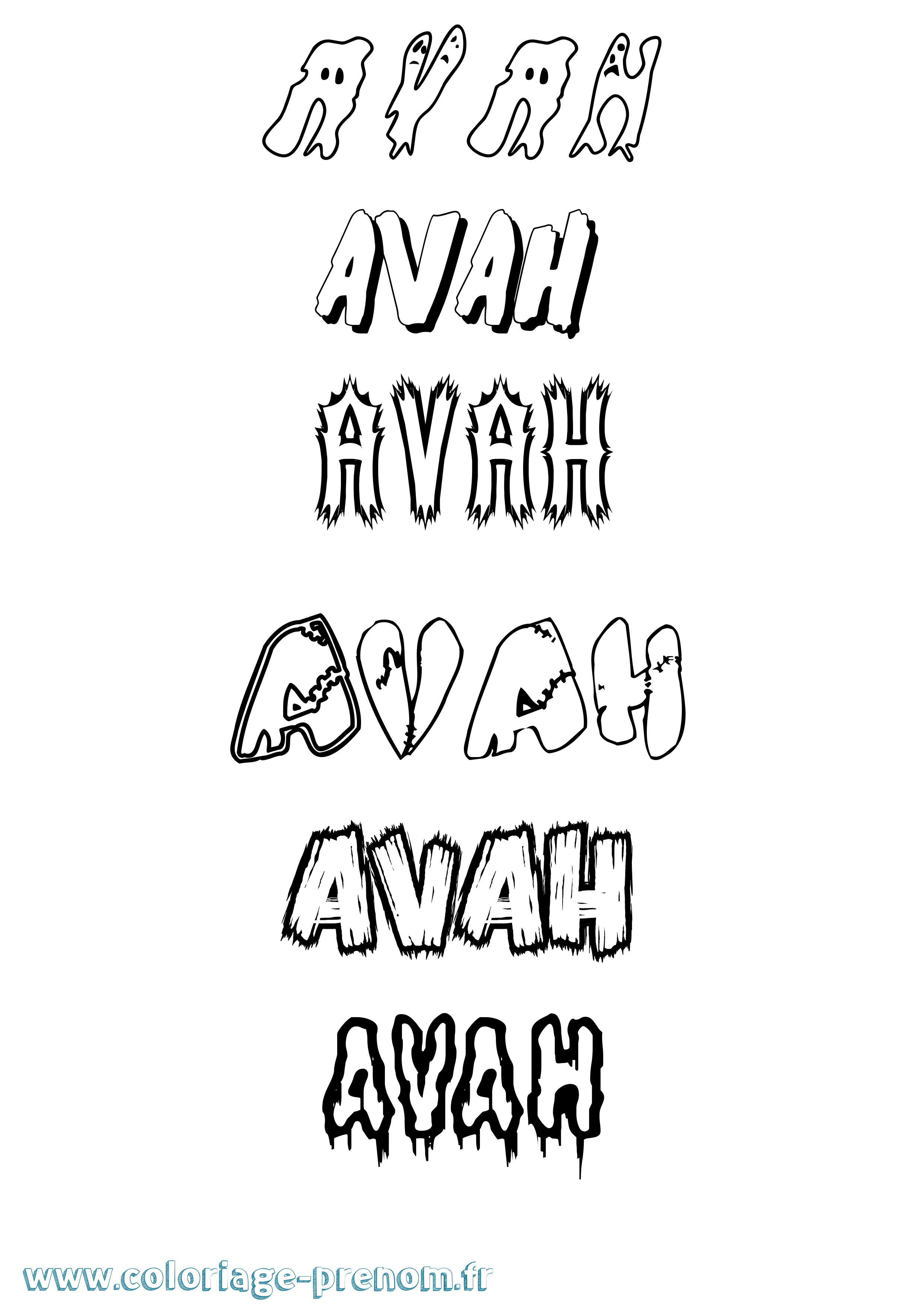 Coloriage Avah Frisson Coloriage prénom Avah Frisson