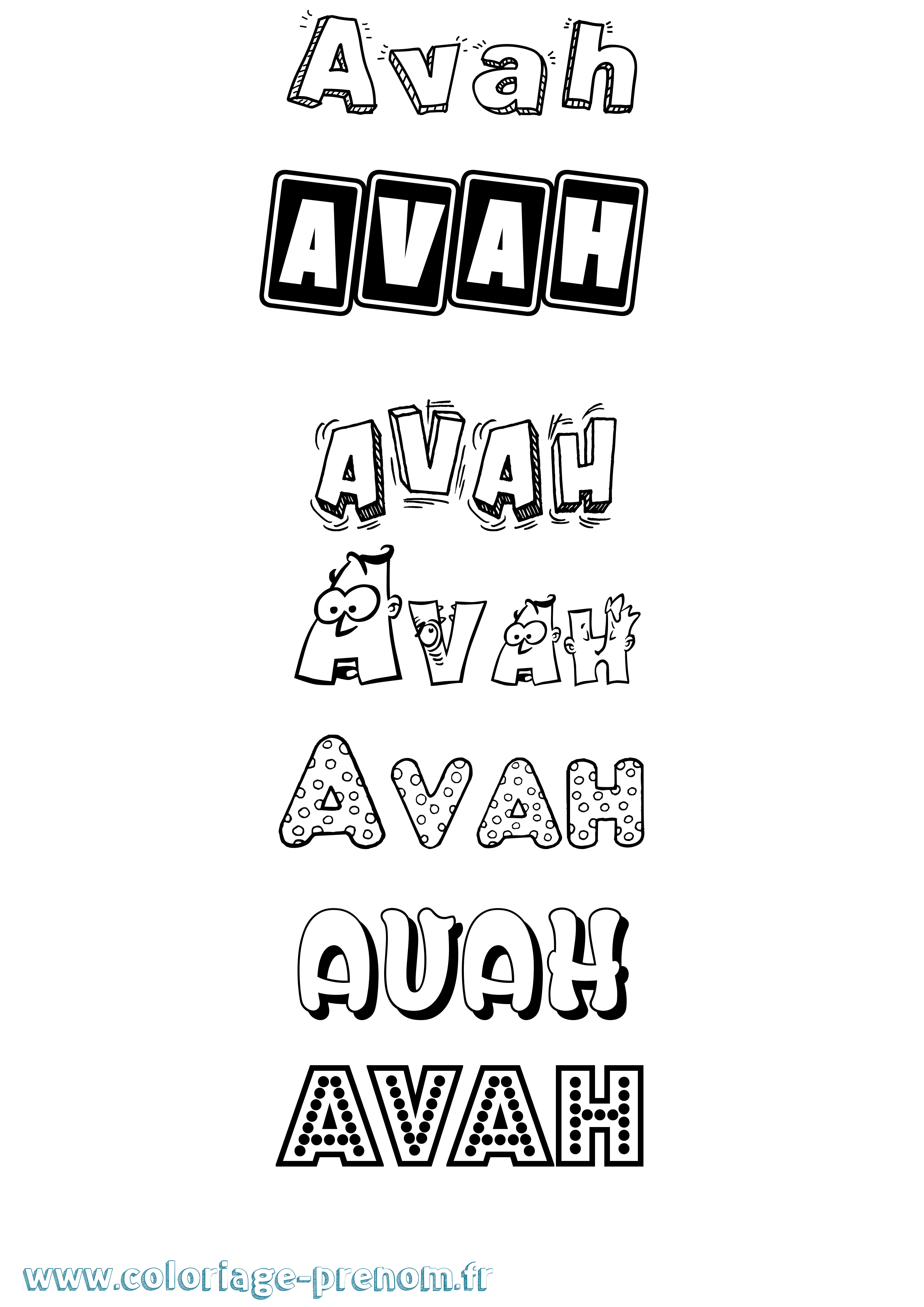 Coloriage Avah Fun Coloriage prénom Avah Fun