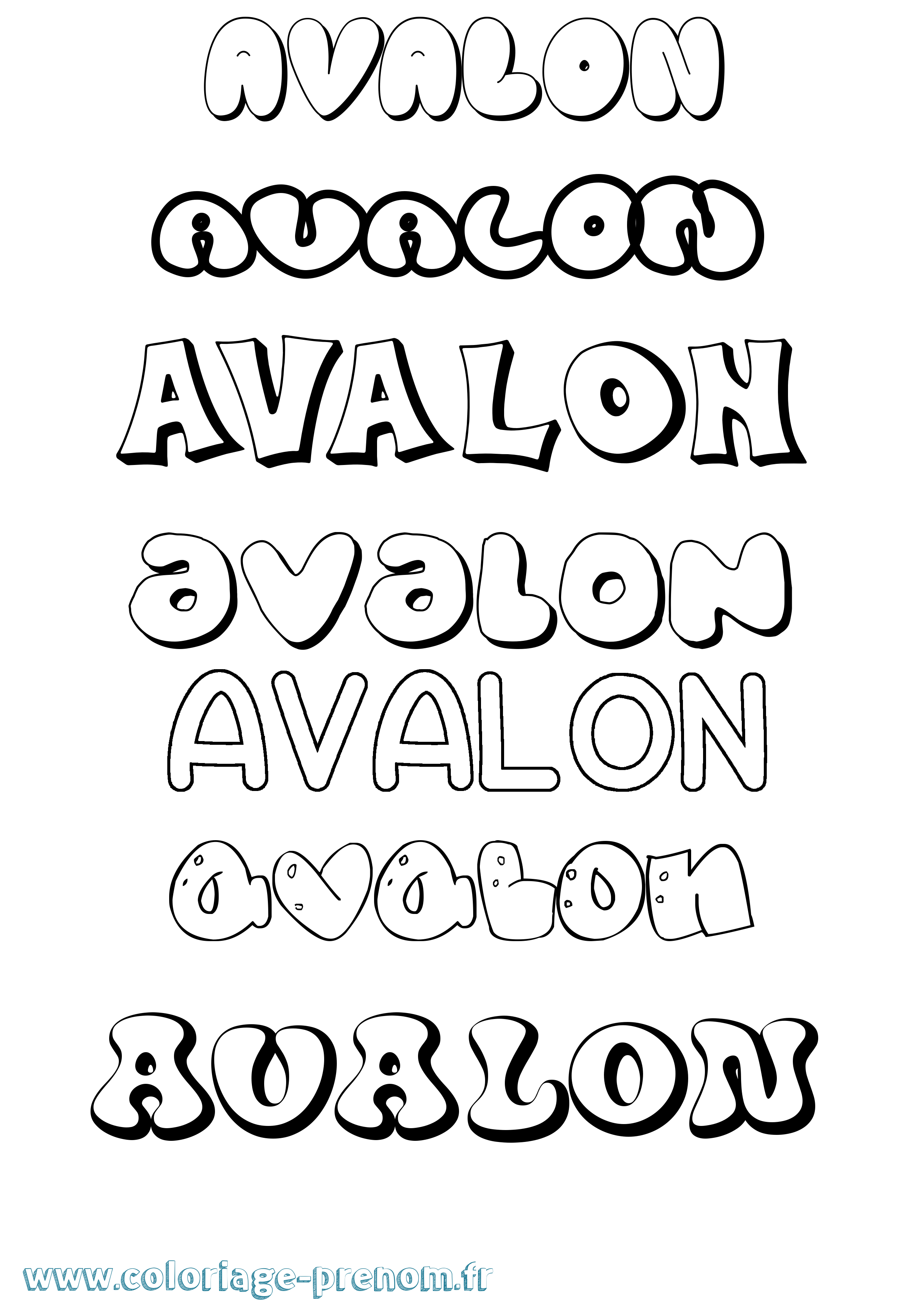 Coloriage Avalon Bubble Coloriage prénom Avalon Bubble