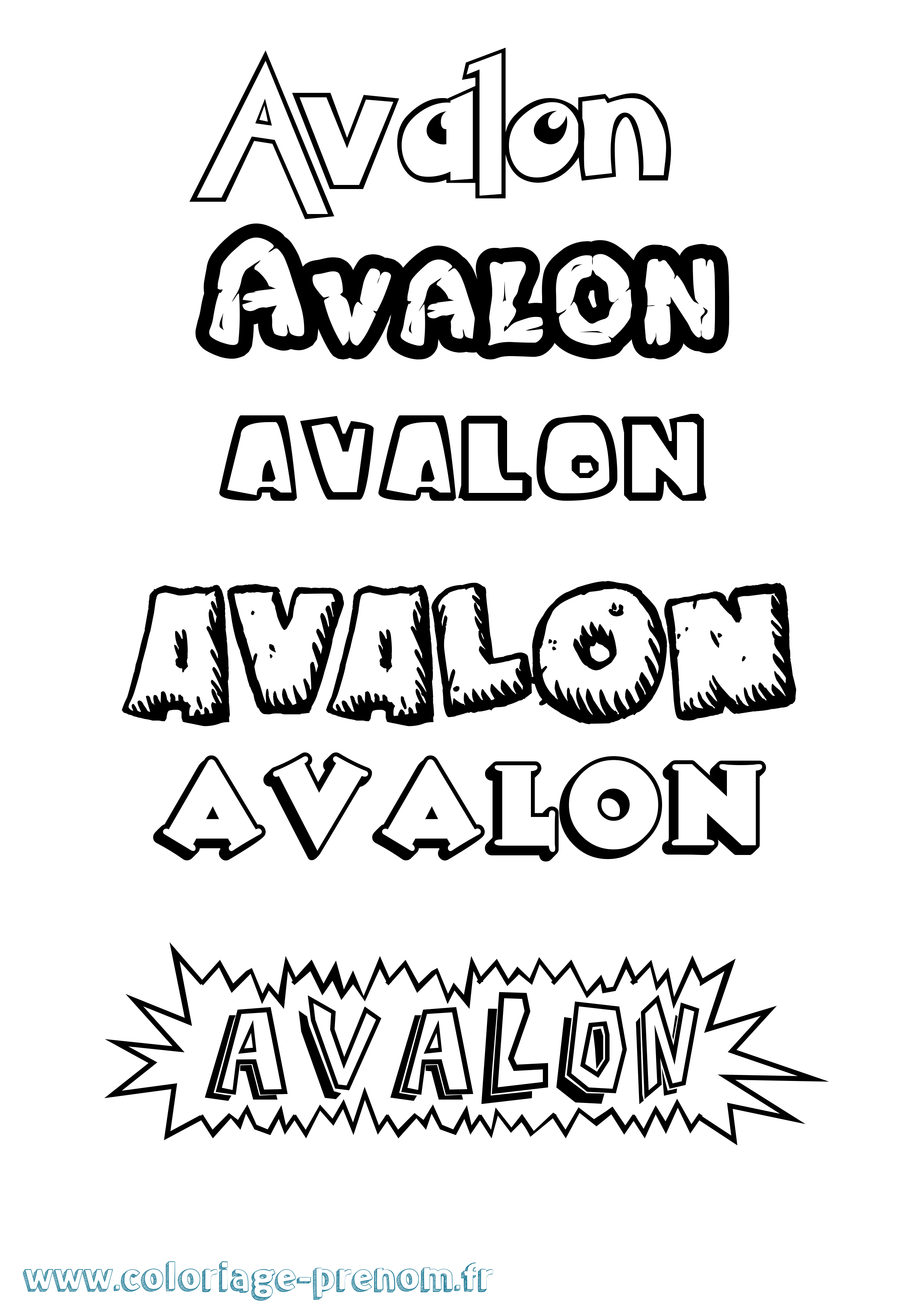 Coloriage Avalon Dessin Animé Coloriage prénom Avalon Dessin Animé