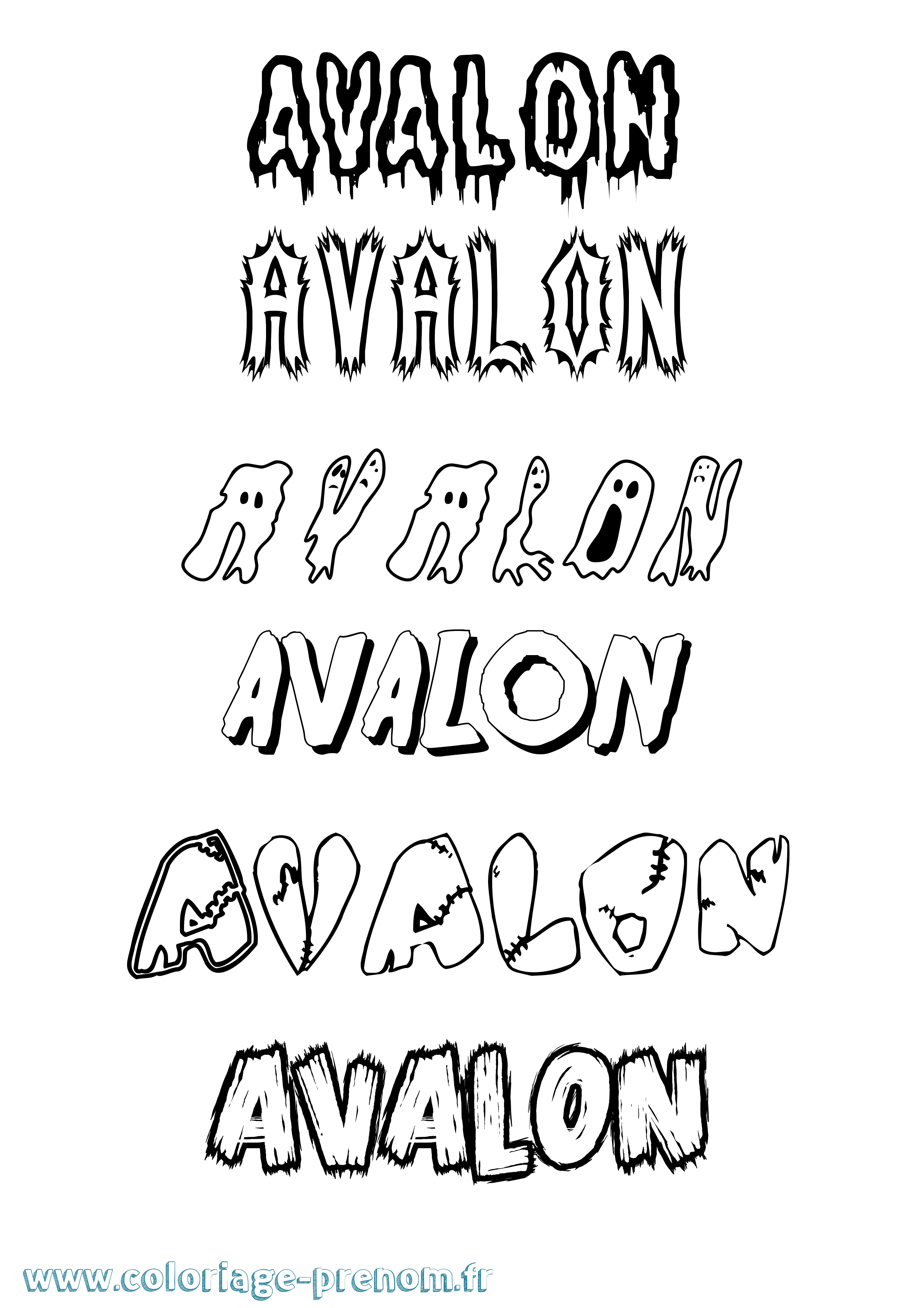 Coloriage Avalon Frisson Coloriage prénom Avalon Frisson
