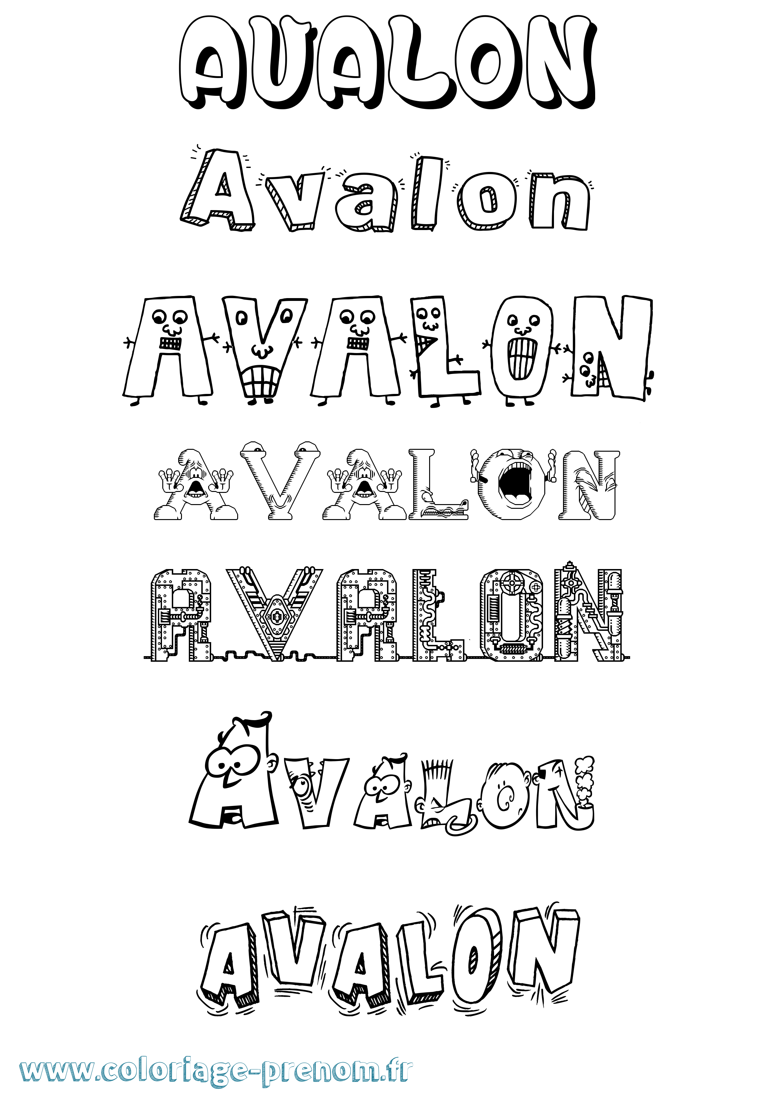 Coloriage Avalon Fun Coloriage prénom Avalon Fun
