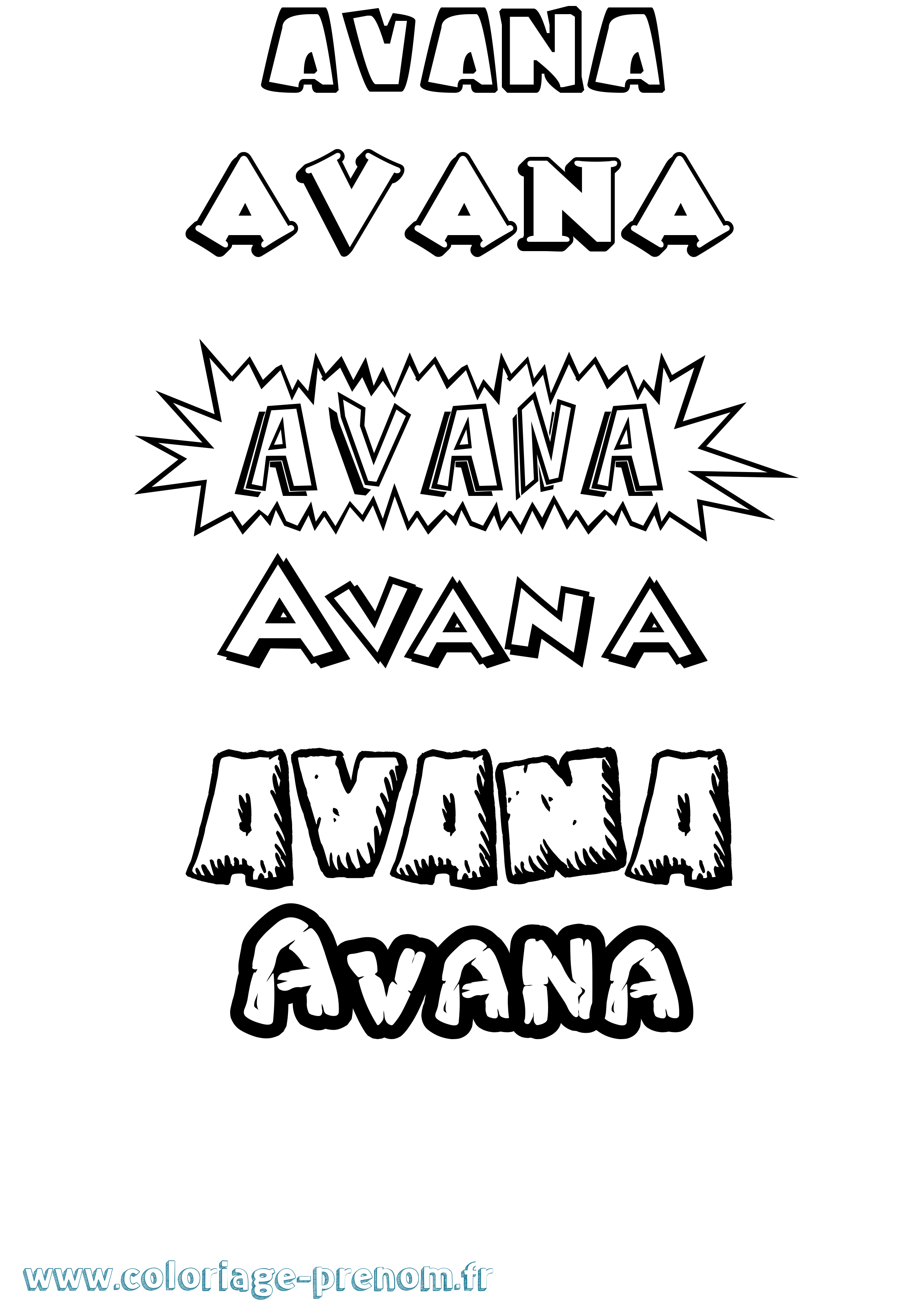 Coloriage Avana Dessin Animé Coloriage prénom Avana Dessin Animé