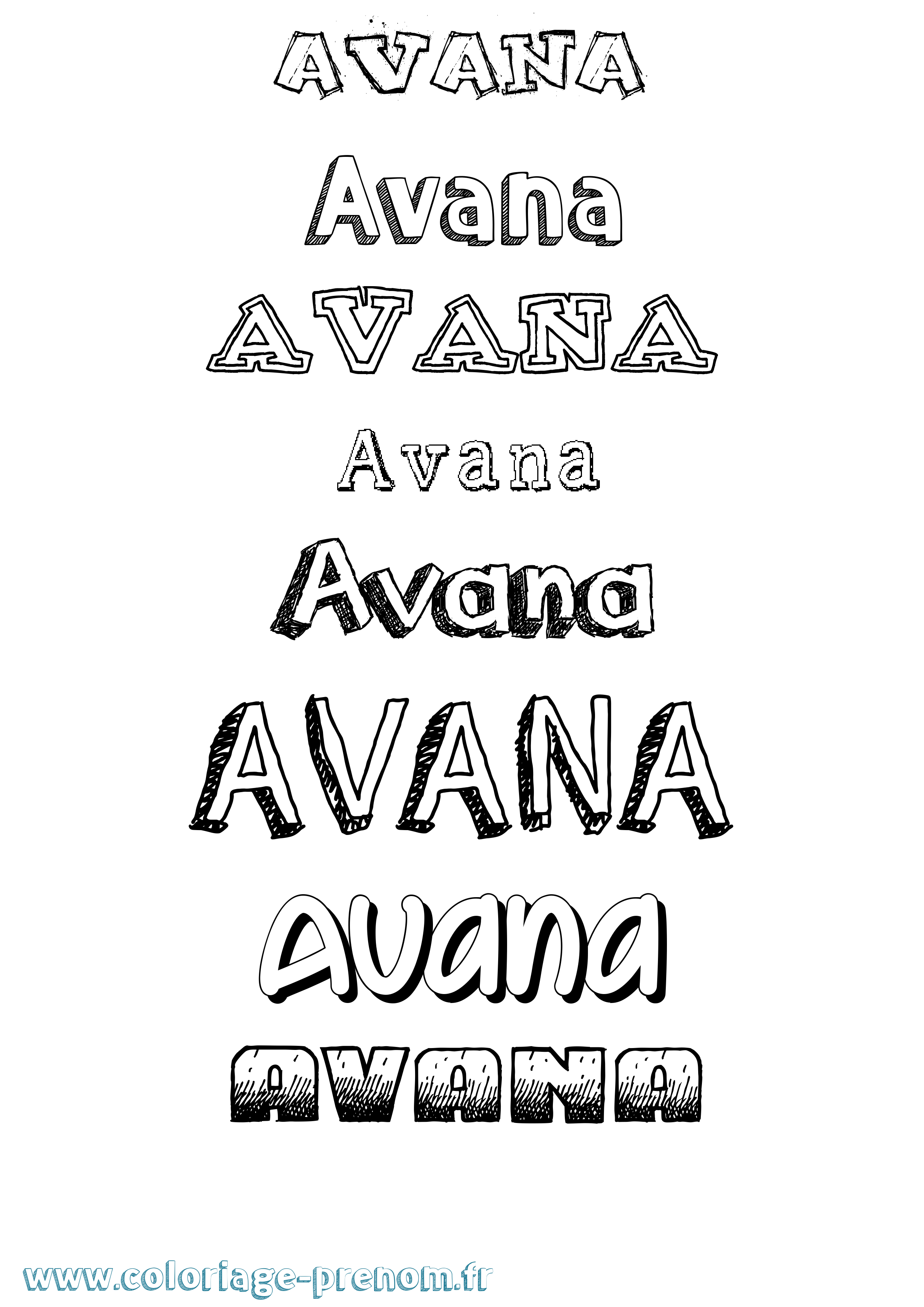 Coloriage Avana Dessiné Coloriage prénom Avana Dessiné