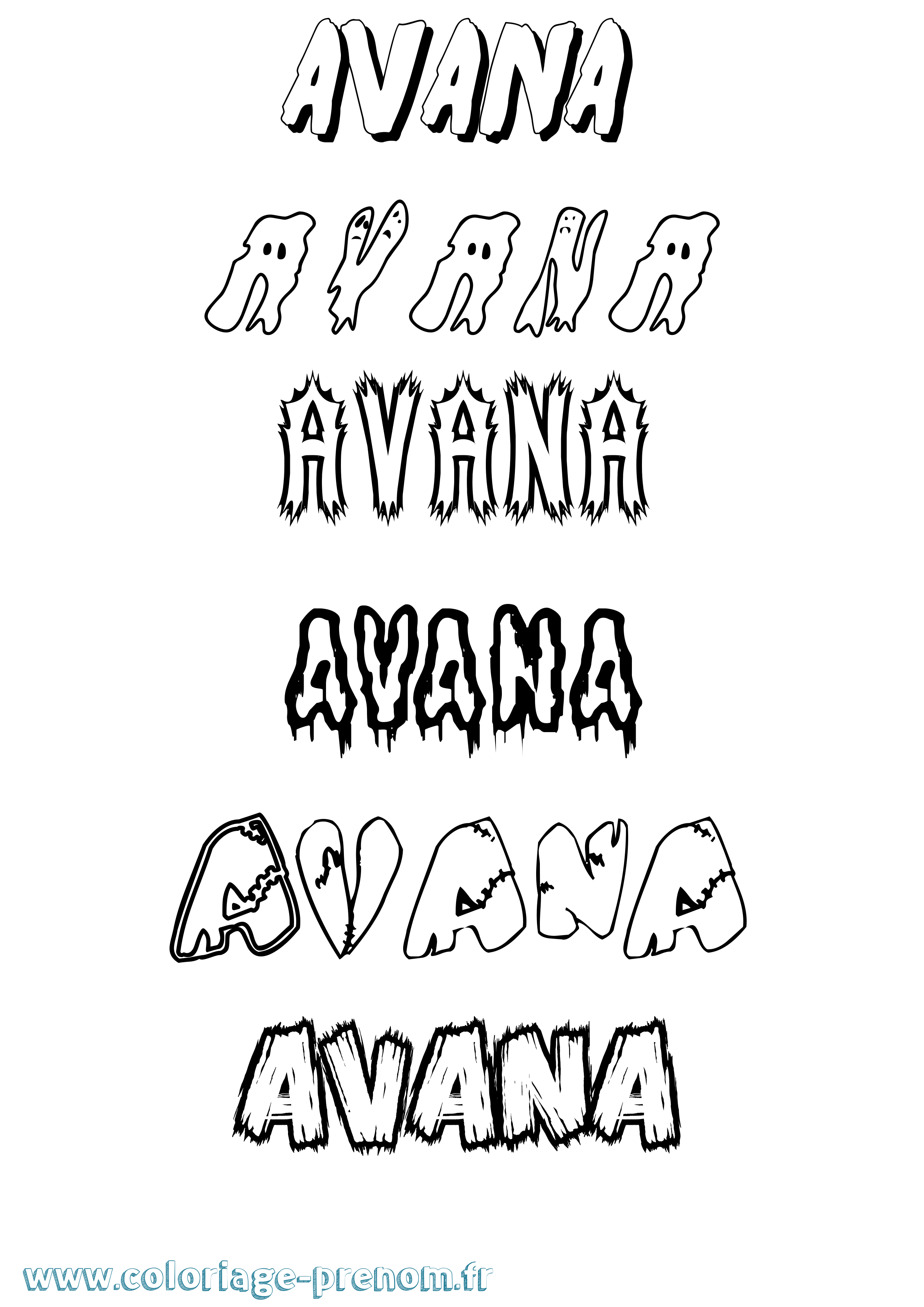 Coloriage Avana Frisson Coloriage prénom Avana Frisson