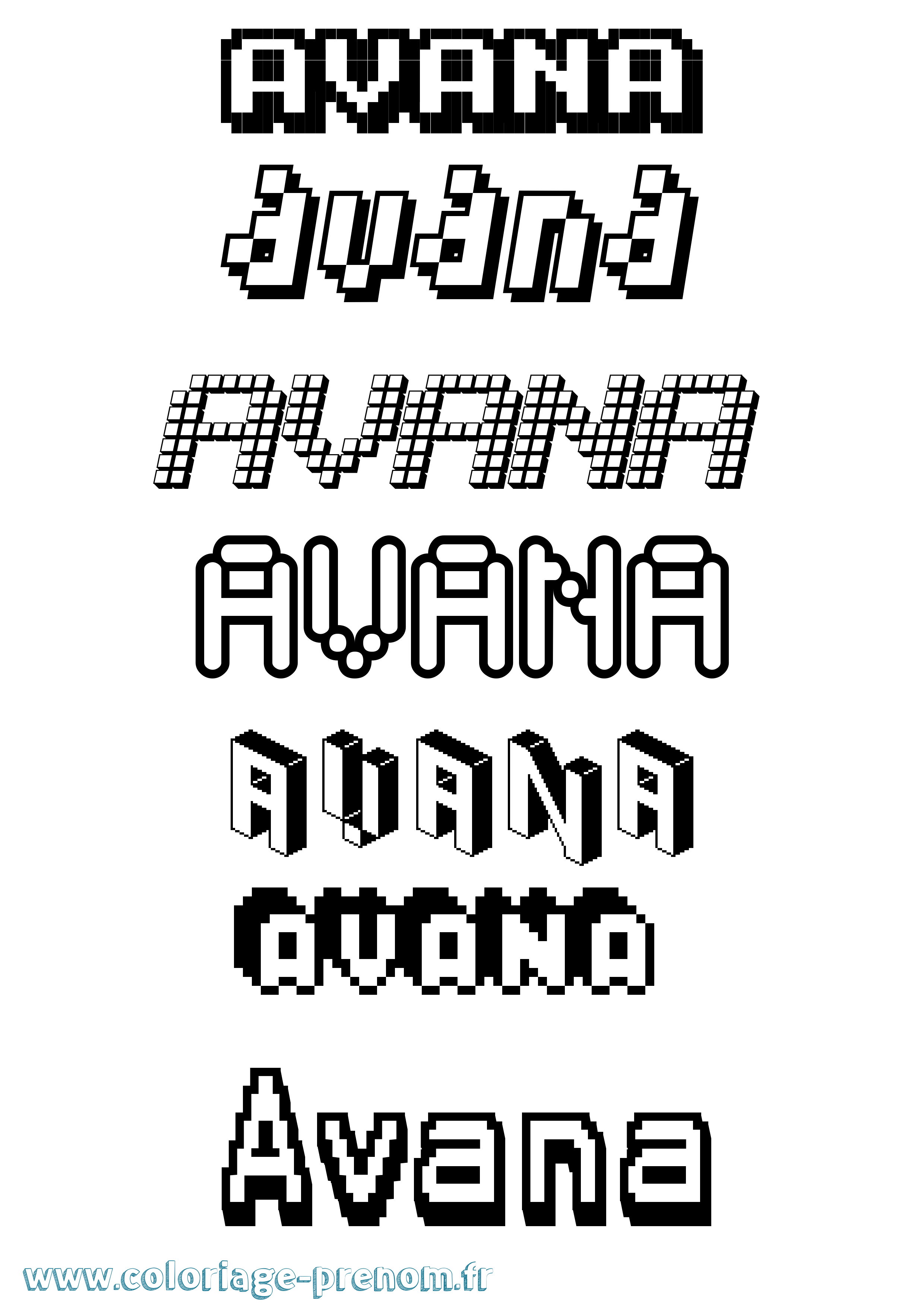 Coloriage Avana Pixel Coloriage prénom Avana Pixel