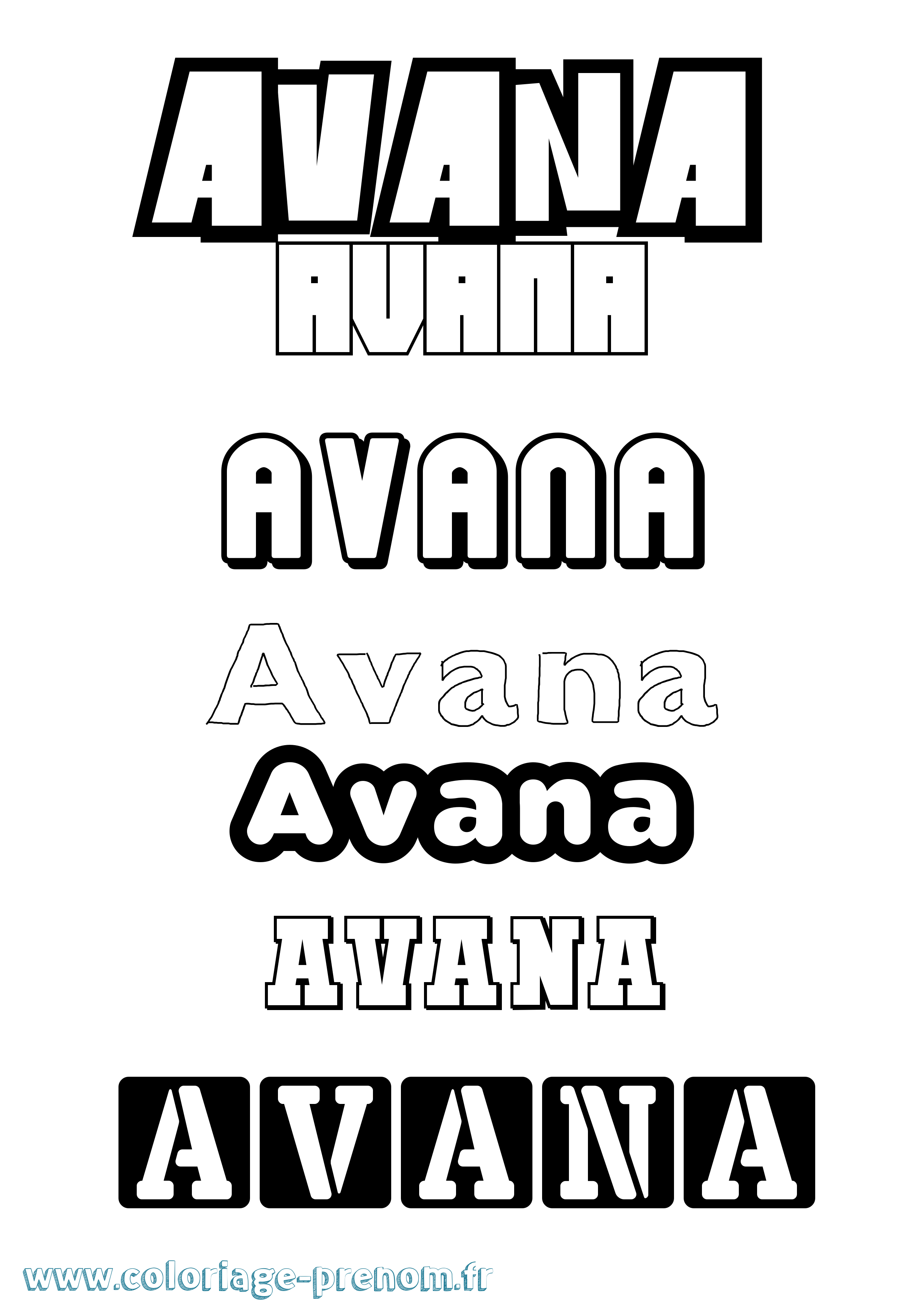 Coloriage Avana Simple Coloriage prénom Avana Simple