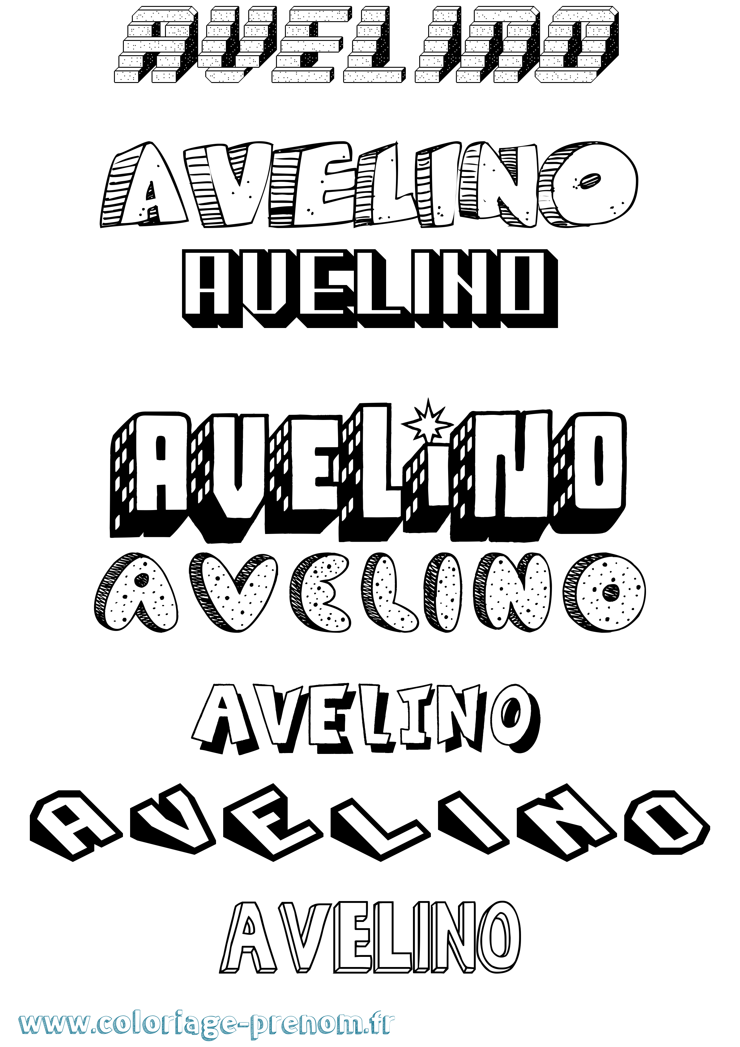 Coloriage Avelino Effet 3D Coloriage prénom Avelino Effet 3D