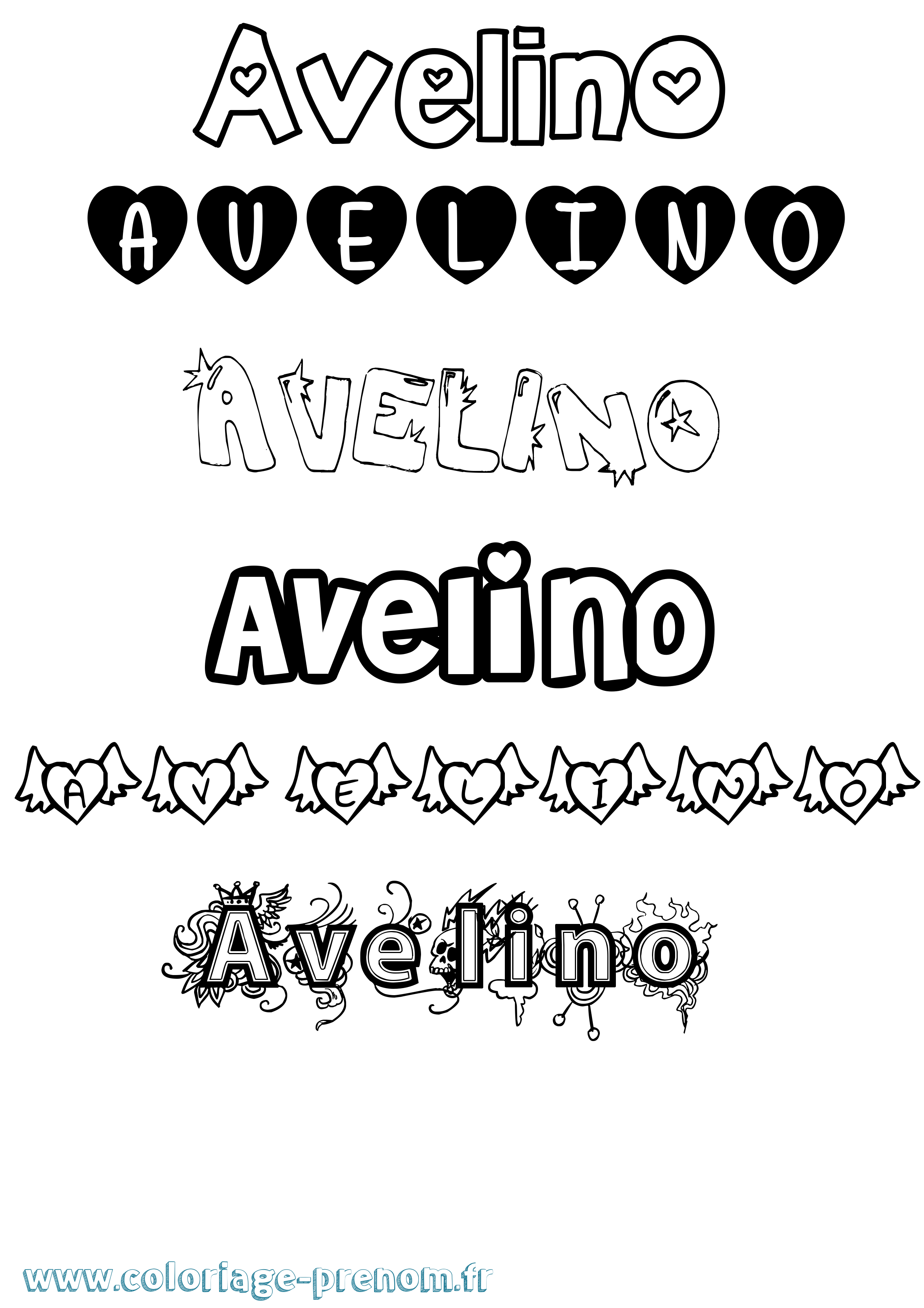 Coloriage Avelino Girly Coloriage prénom Avelino Girly