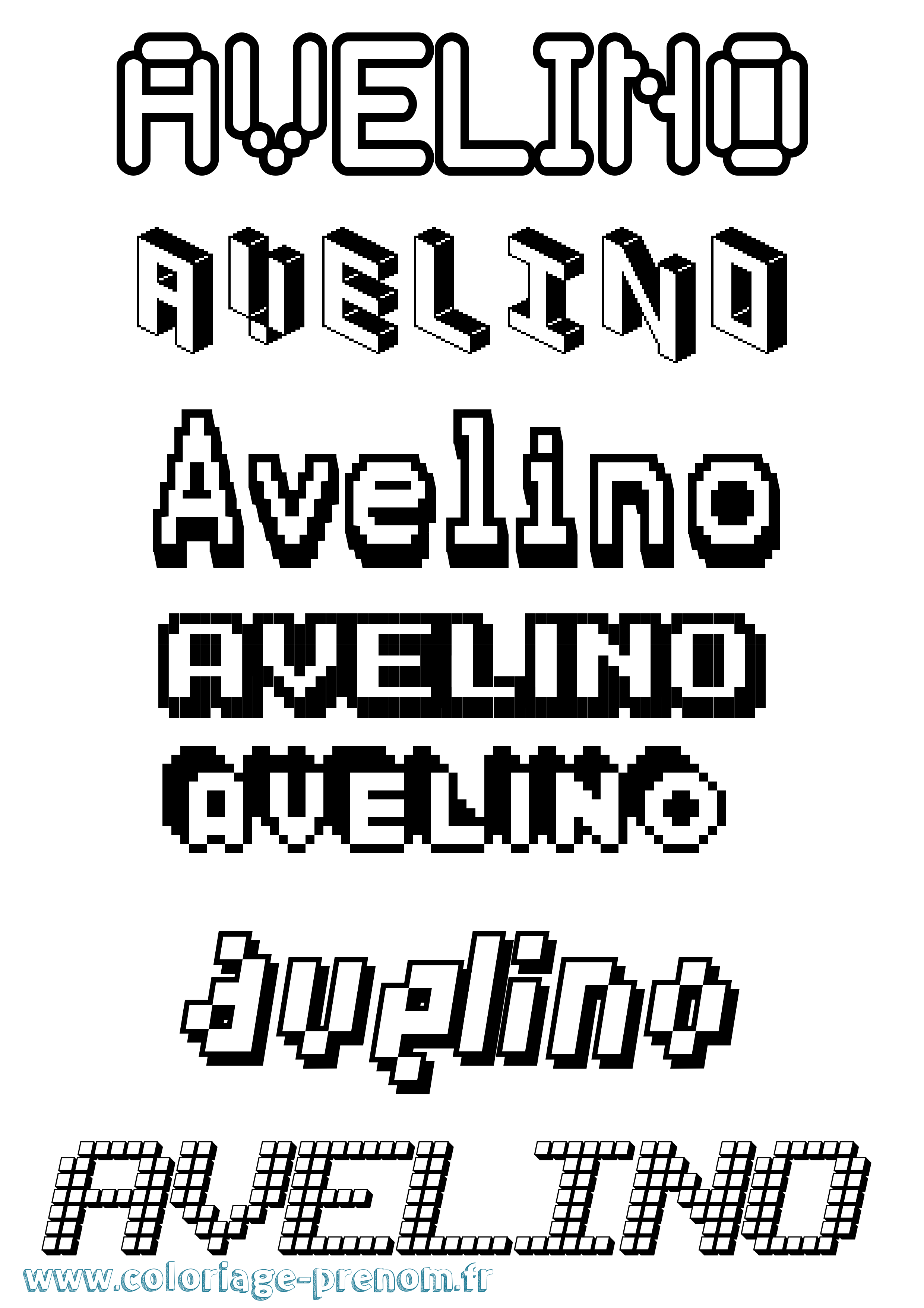 Coloriage Avelino Pixel Coloriage prénom Avelino Pixel