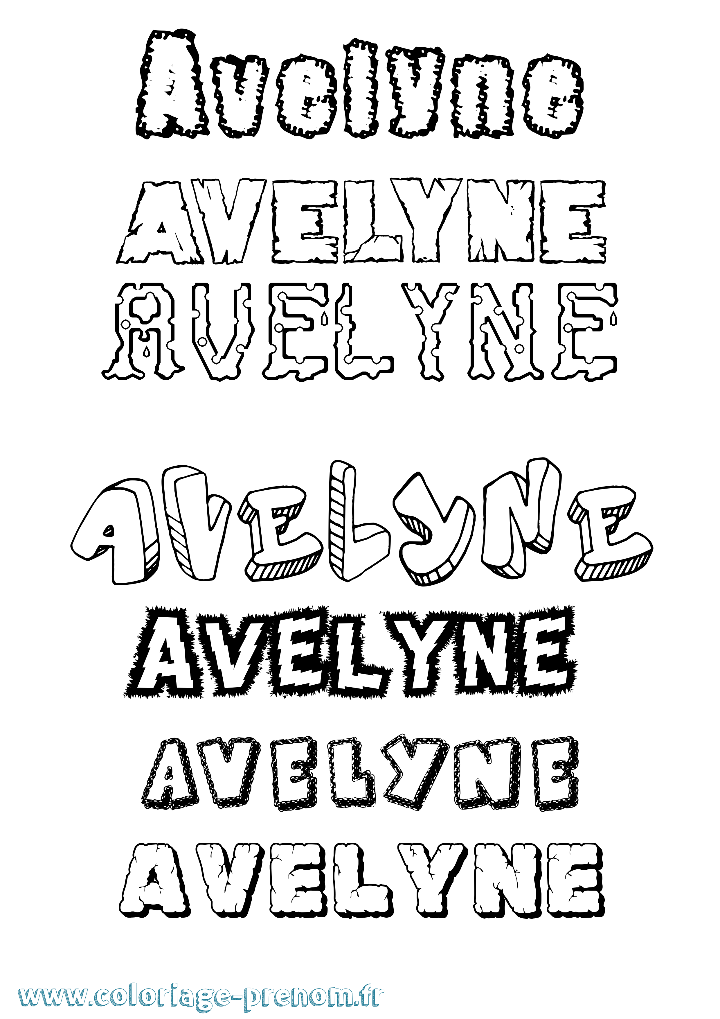 Coloriage Avelyne Destructuré Coloriage prénom Avelyne Destructuré