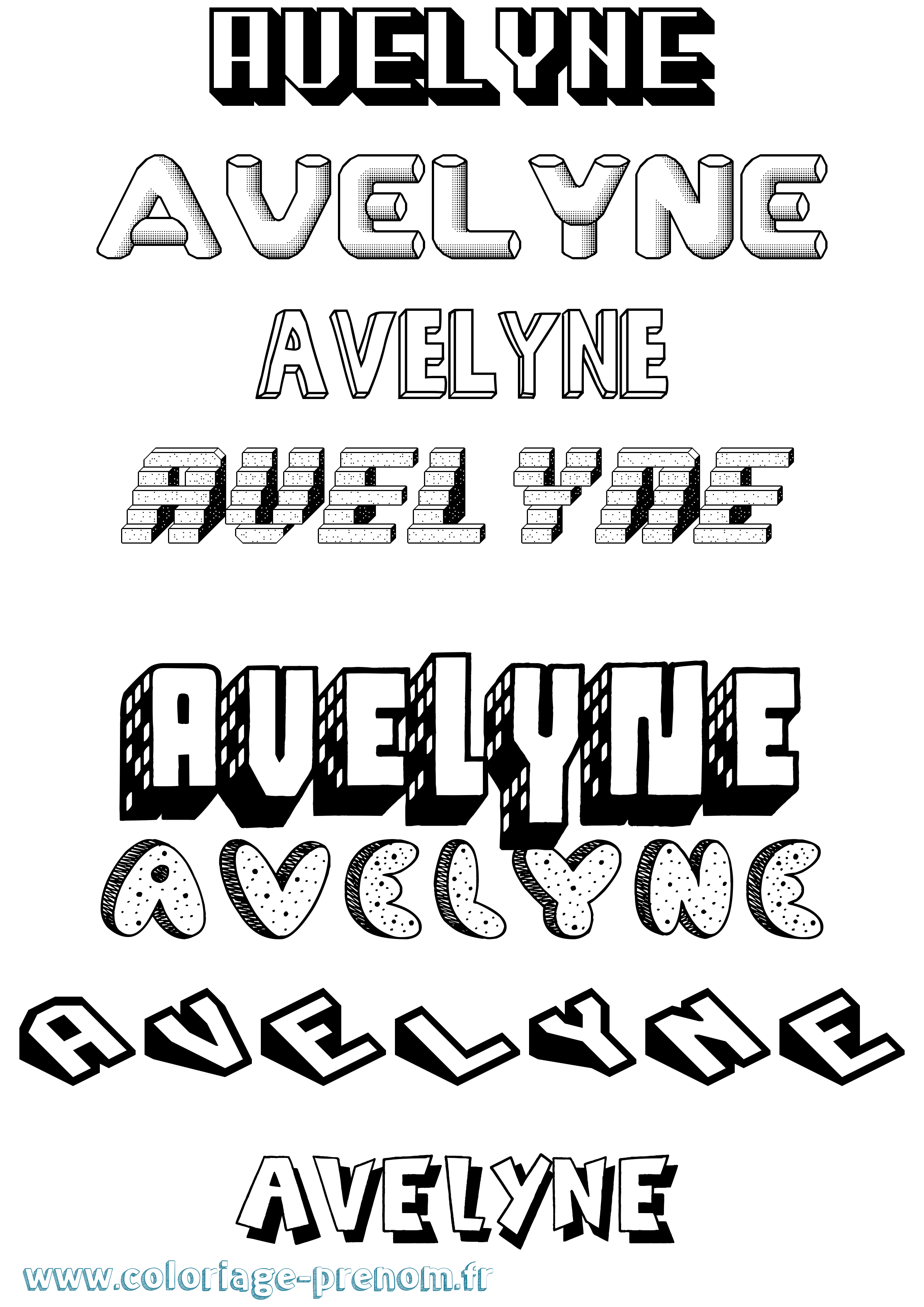 Coloriage Avelyne Effet 3D Coloriage prénom Avelyne Effet 3D