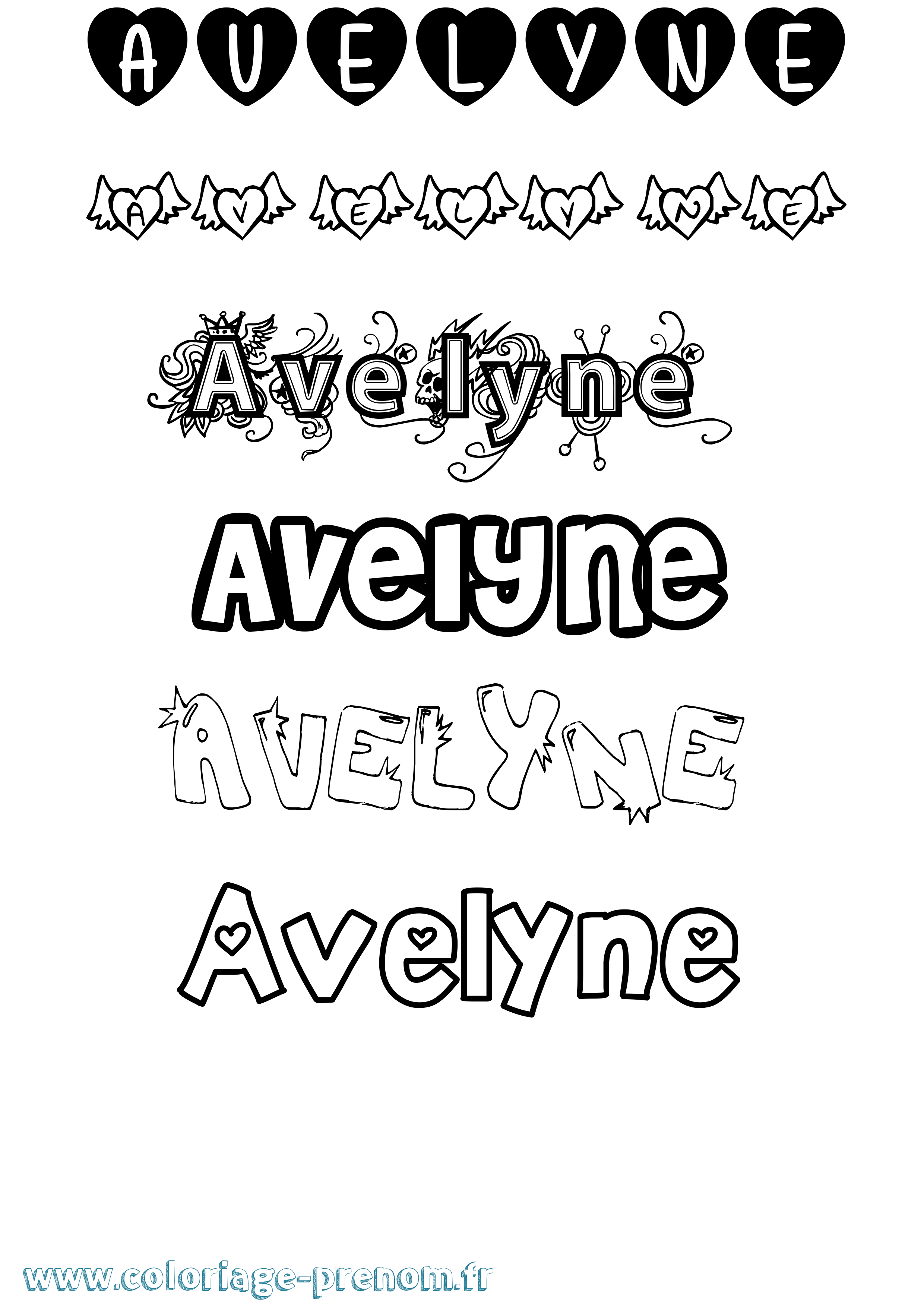 Coloriage Avelyne Girly Coloriage prénom Avelyne Girly