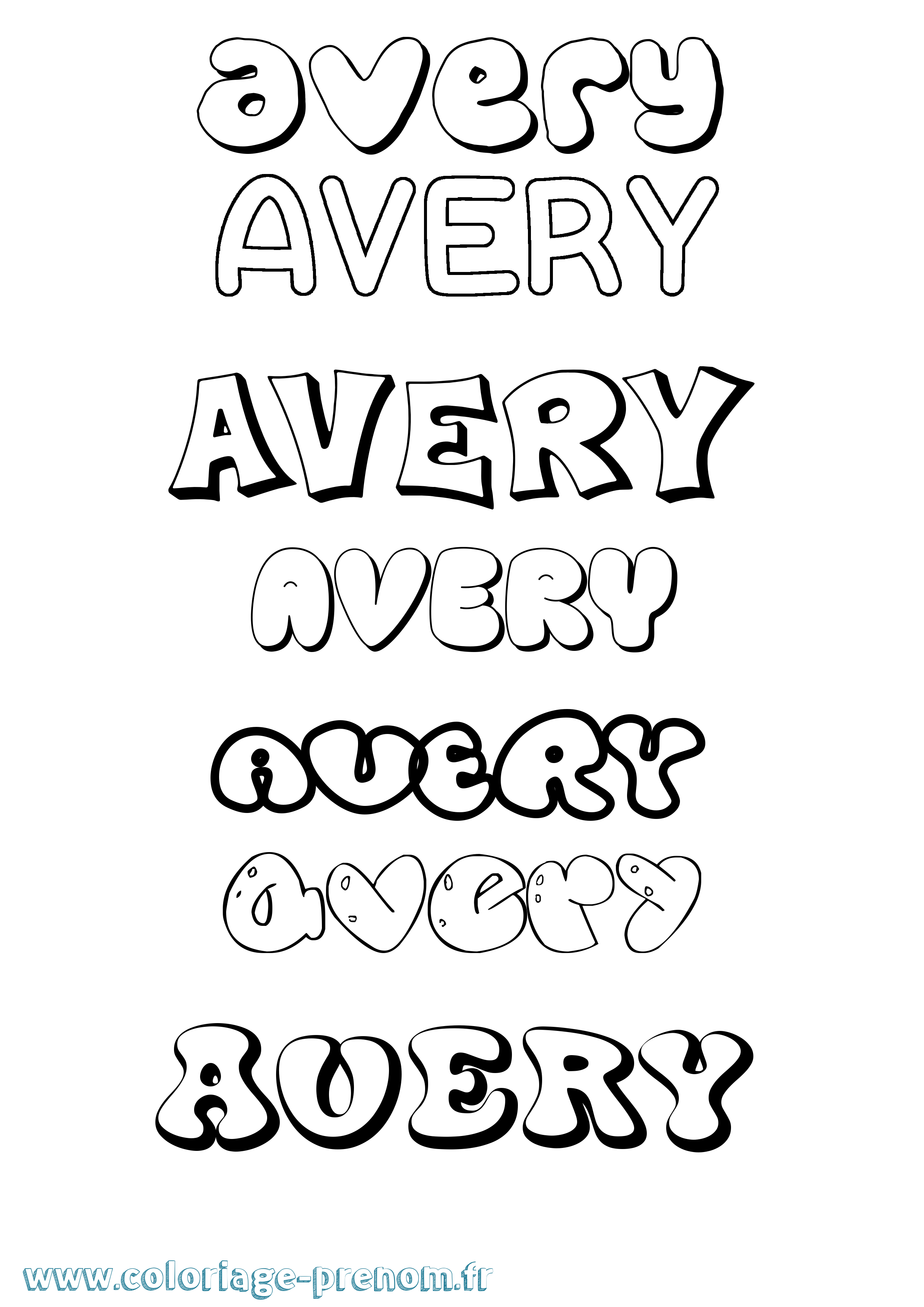 Coloriage Avery Bubble Coloriage prénom Avery Bubble