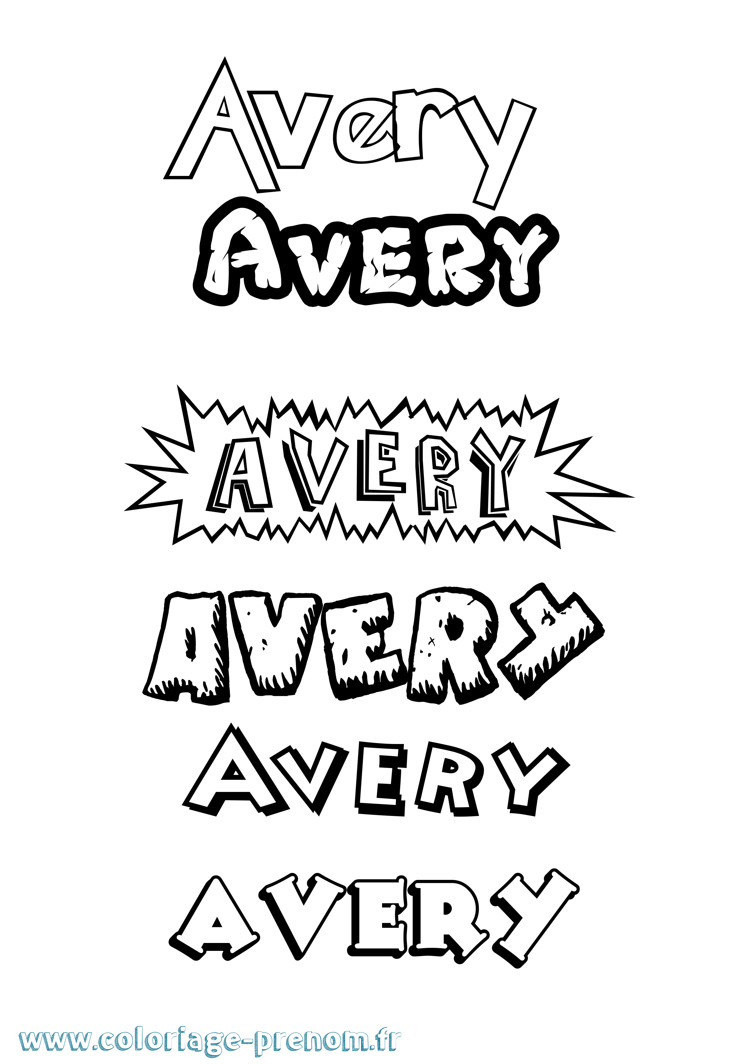 Coloriage Avery Dessin Animé Coloriage prénom Avery Dessin Animé