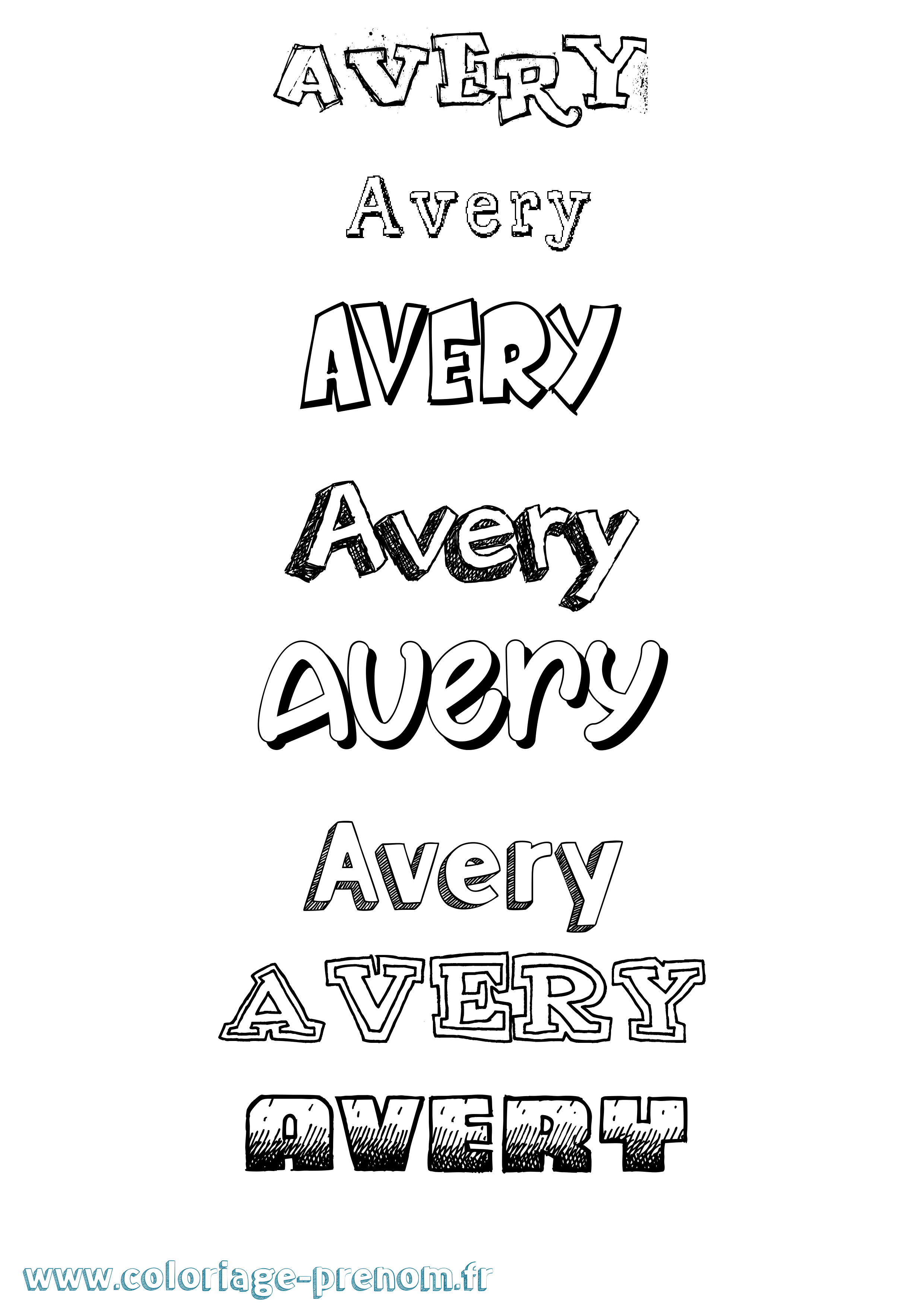 Coloriage Avery Dessiné Coloriage prénom Avery Dessiné