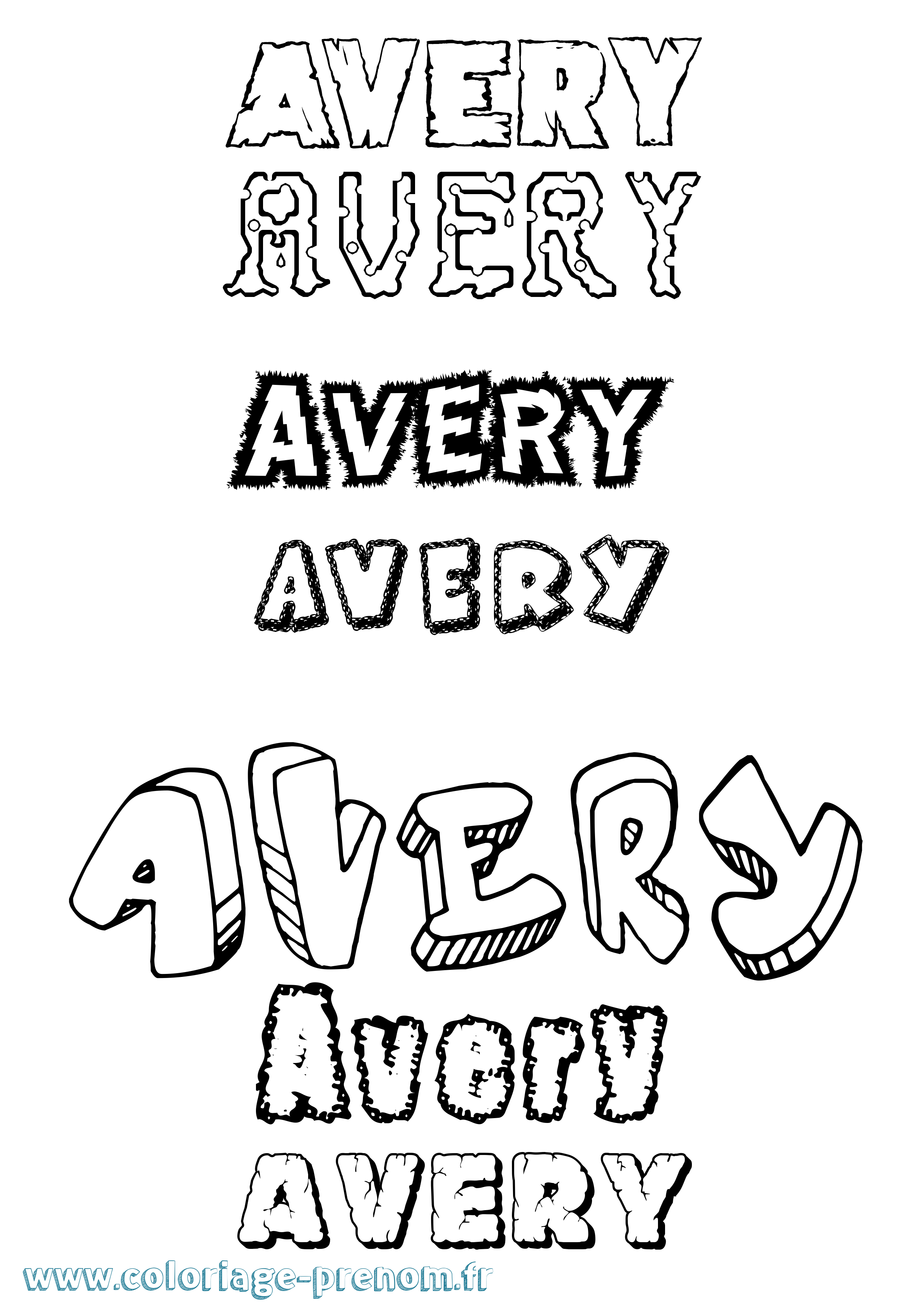 Coloriage Avery Destructuré Coloriage prénom Avery Destructuré