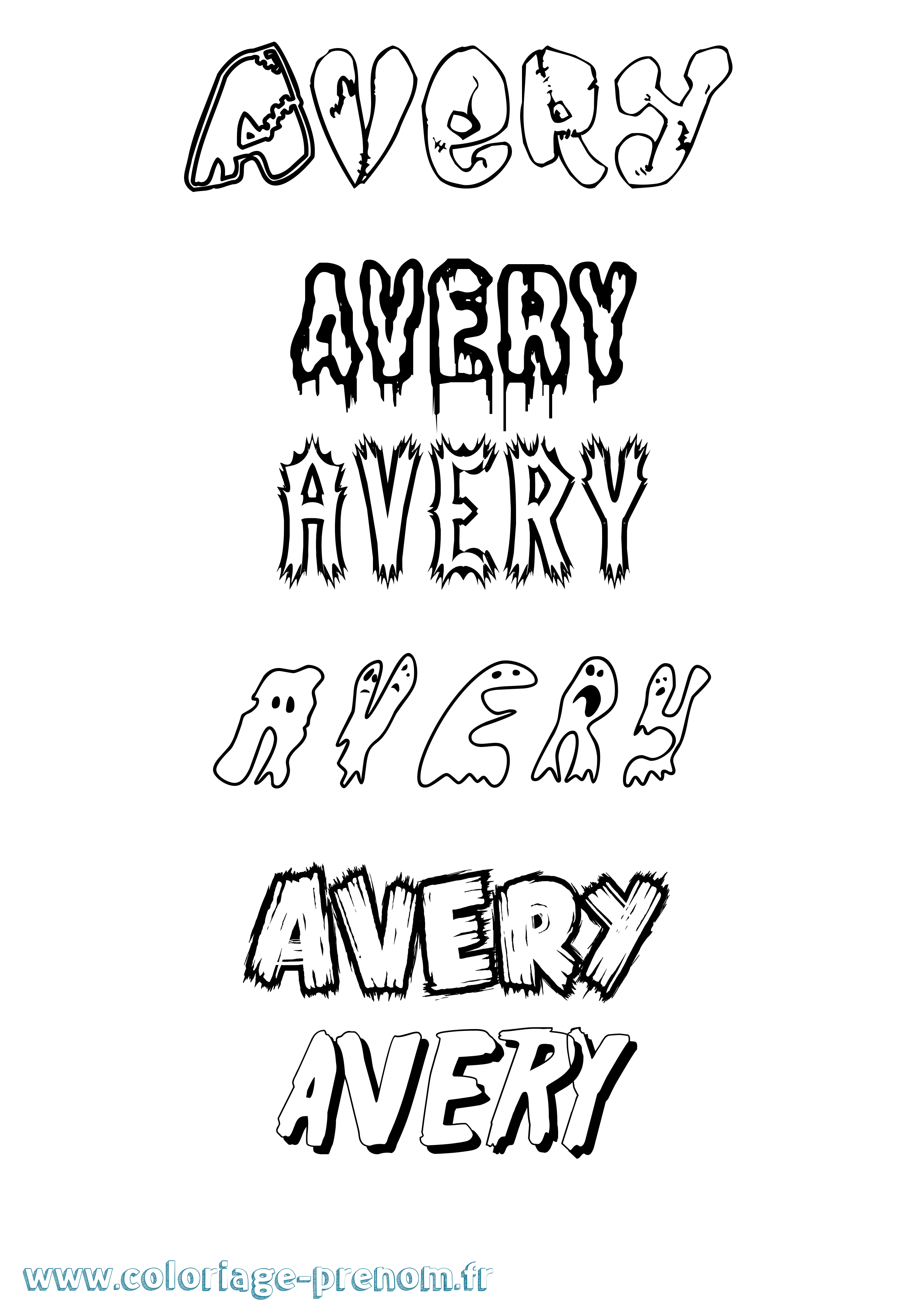 Coloriage Avery Frisson Coloriage prénom Avery Frisson