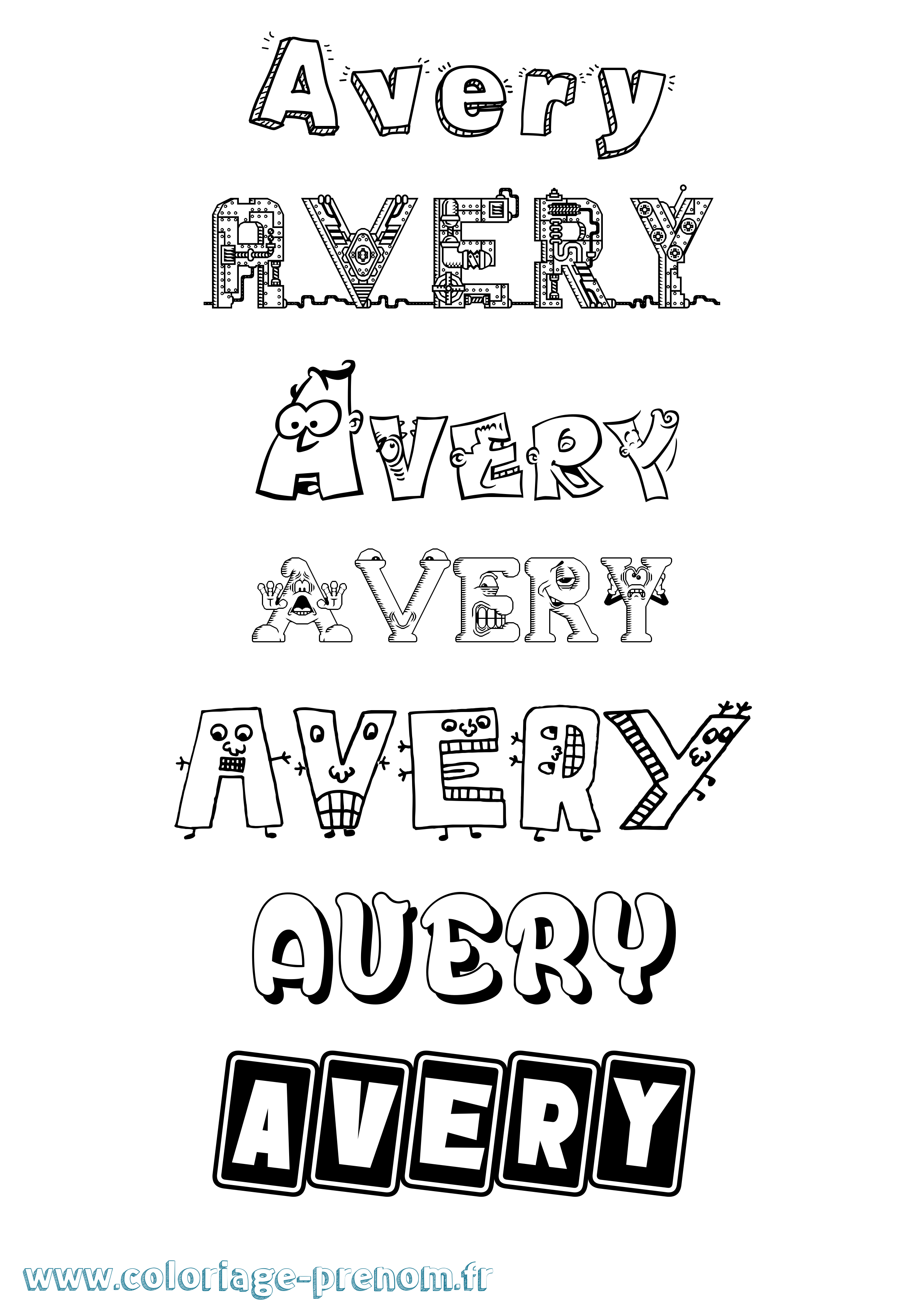 Coloriage Avery Fun Coloriage prénom Avery Fun