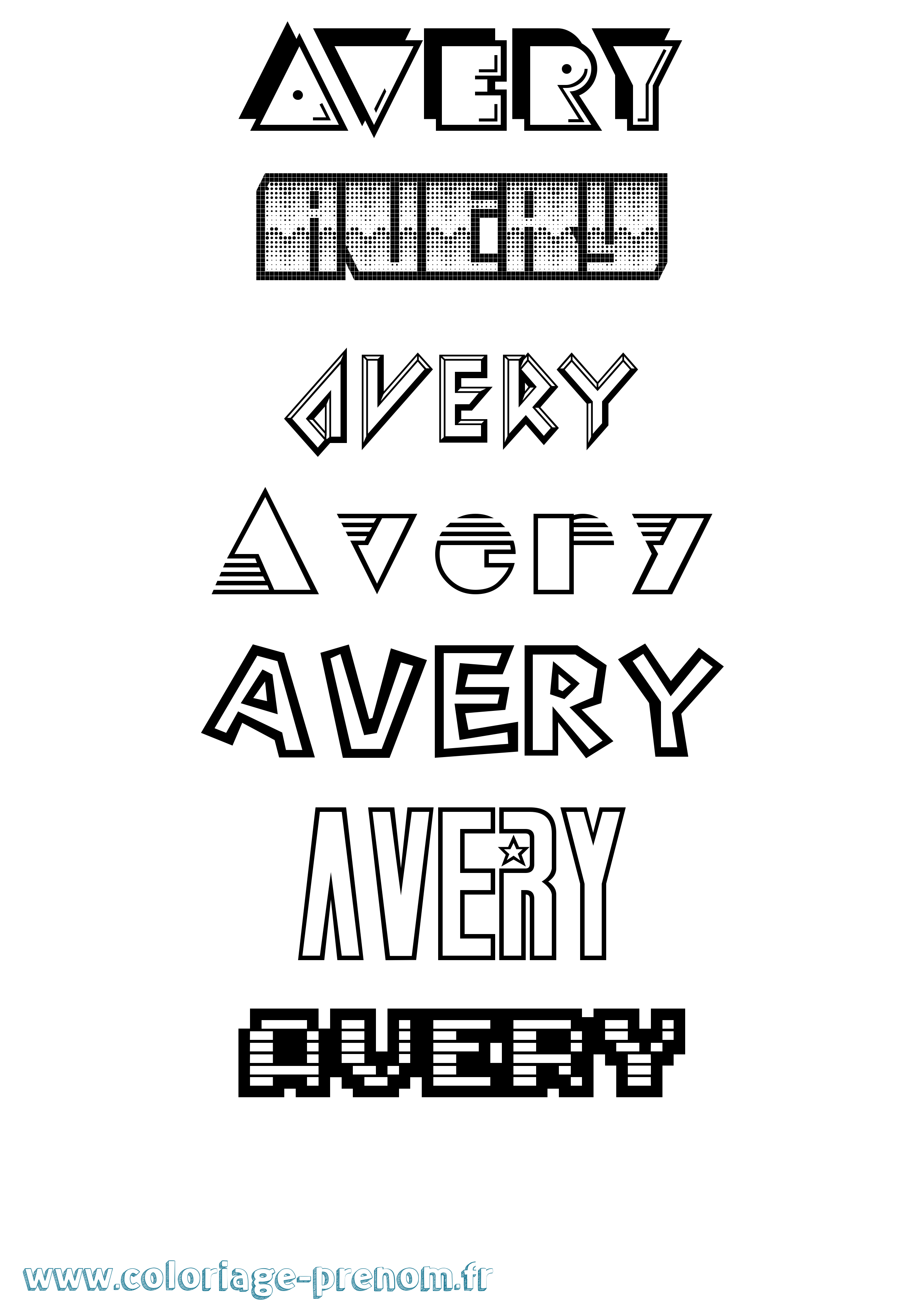 Coloriage Avery Jeux Vidéos Coloriage prénom Avery Jeux Vidéos