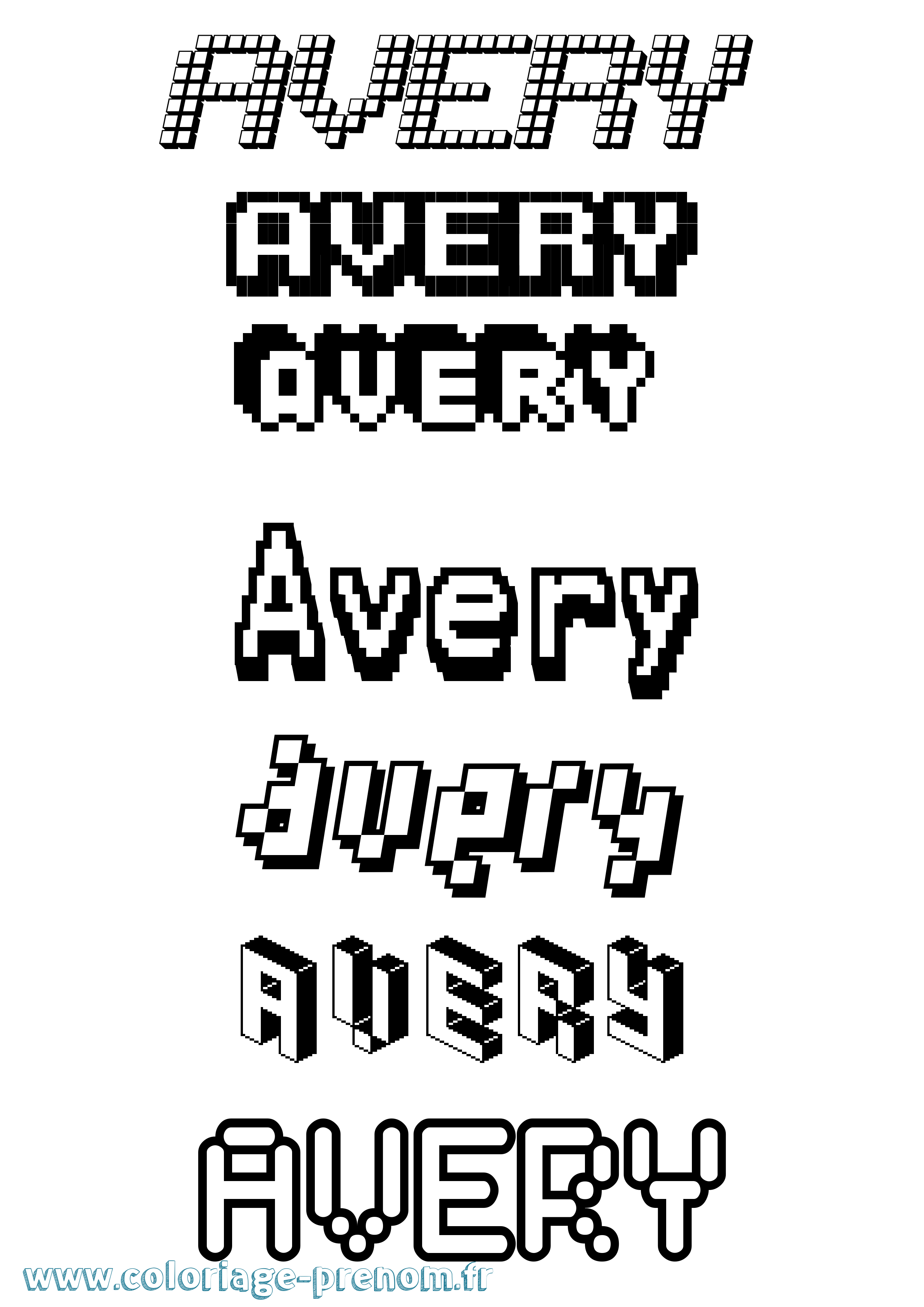 Coloriage Avery Pixel Coloriage prénom Avery Pixel
